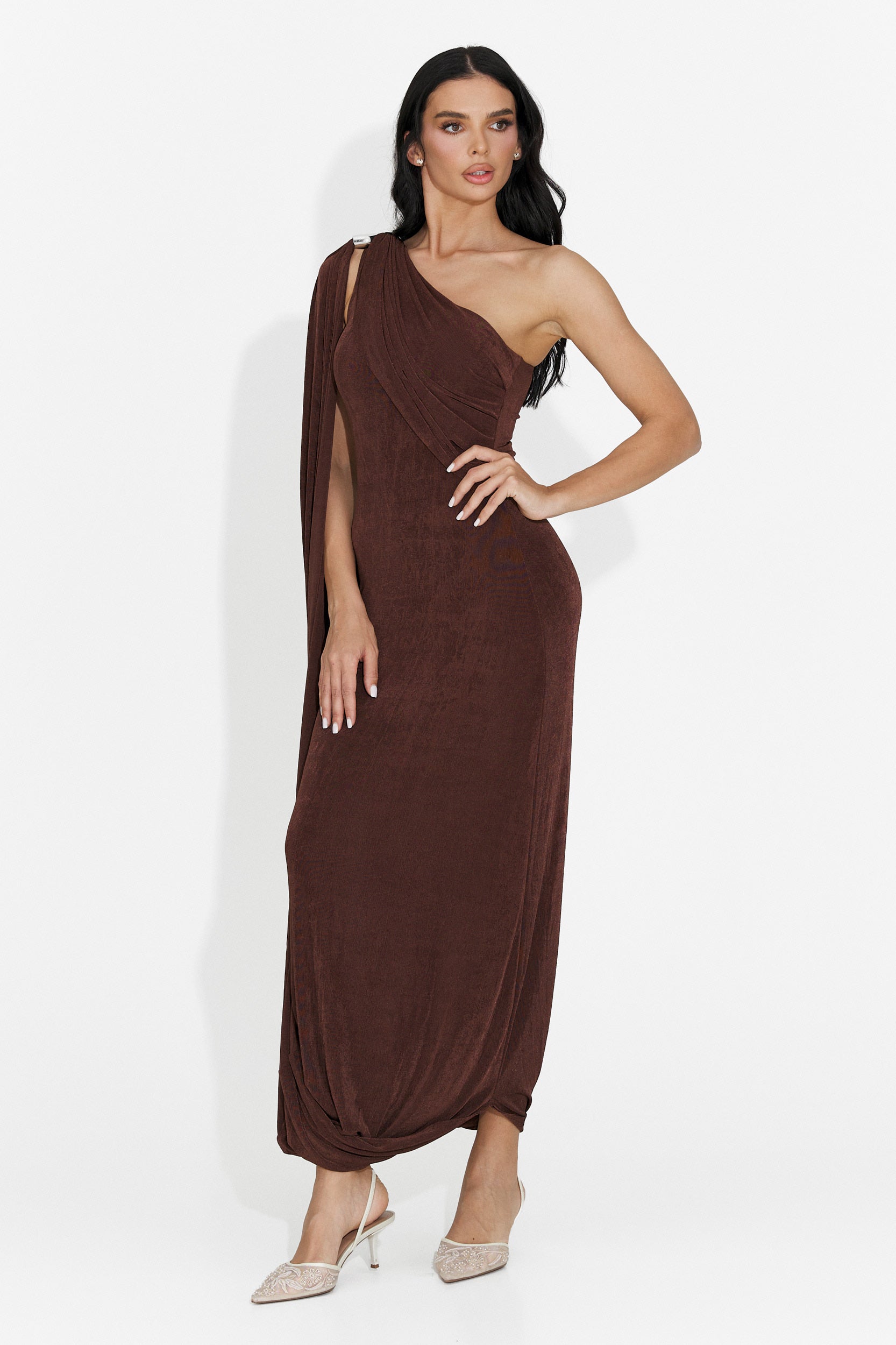 Rochie dama lunga maro Samiray Bogas