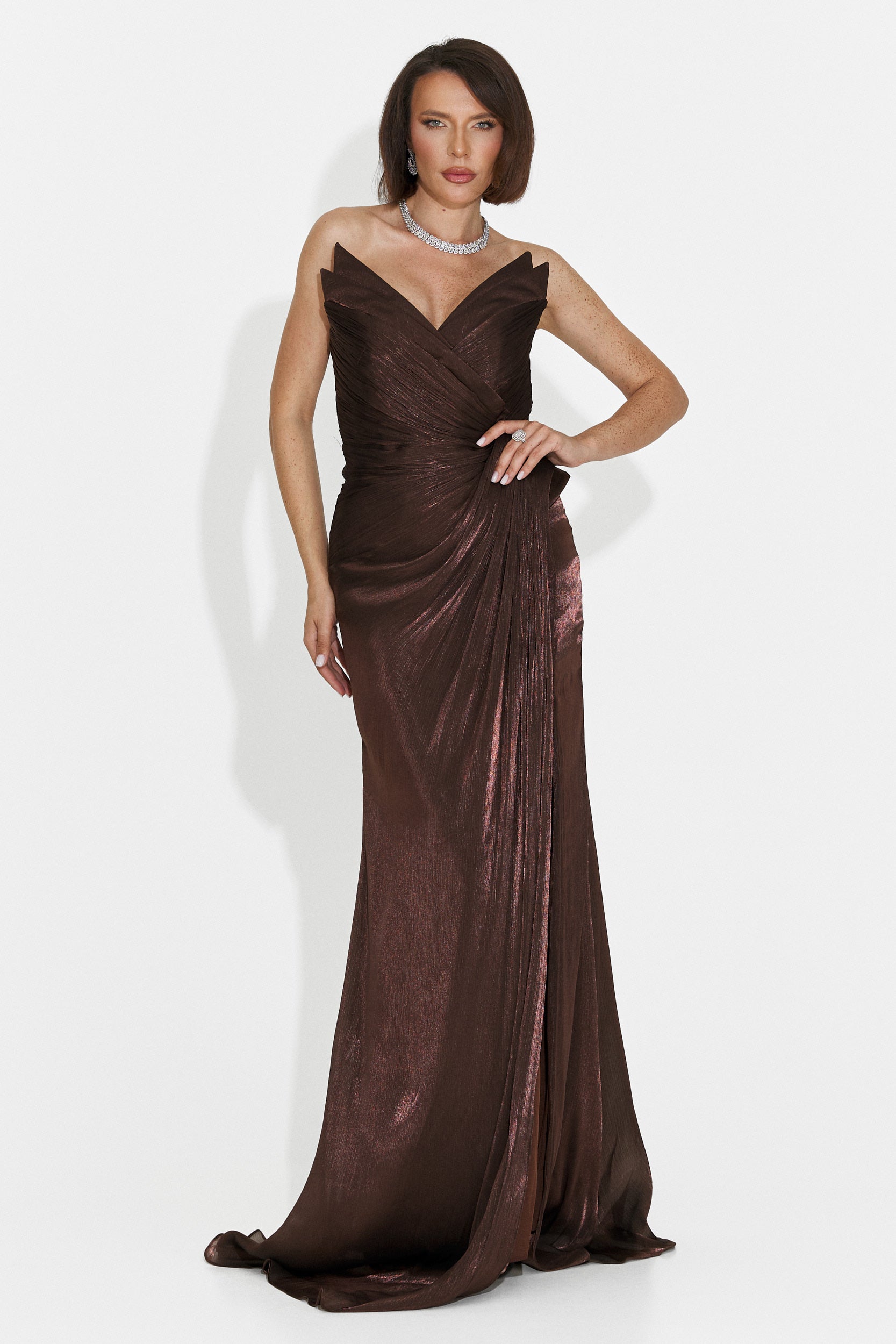 Rochie dama lunga maro Tilda Bogas