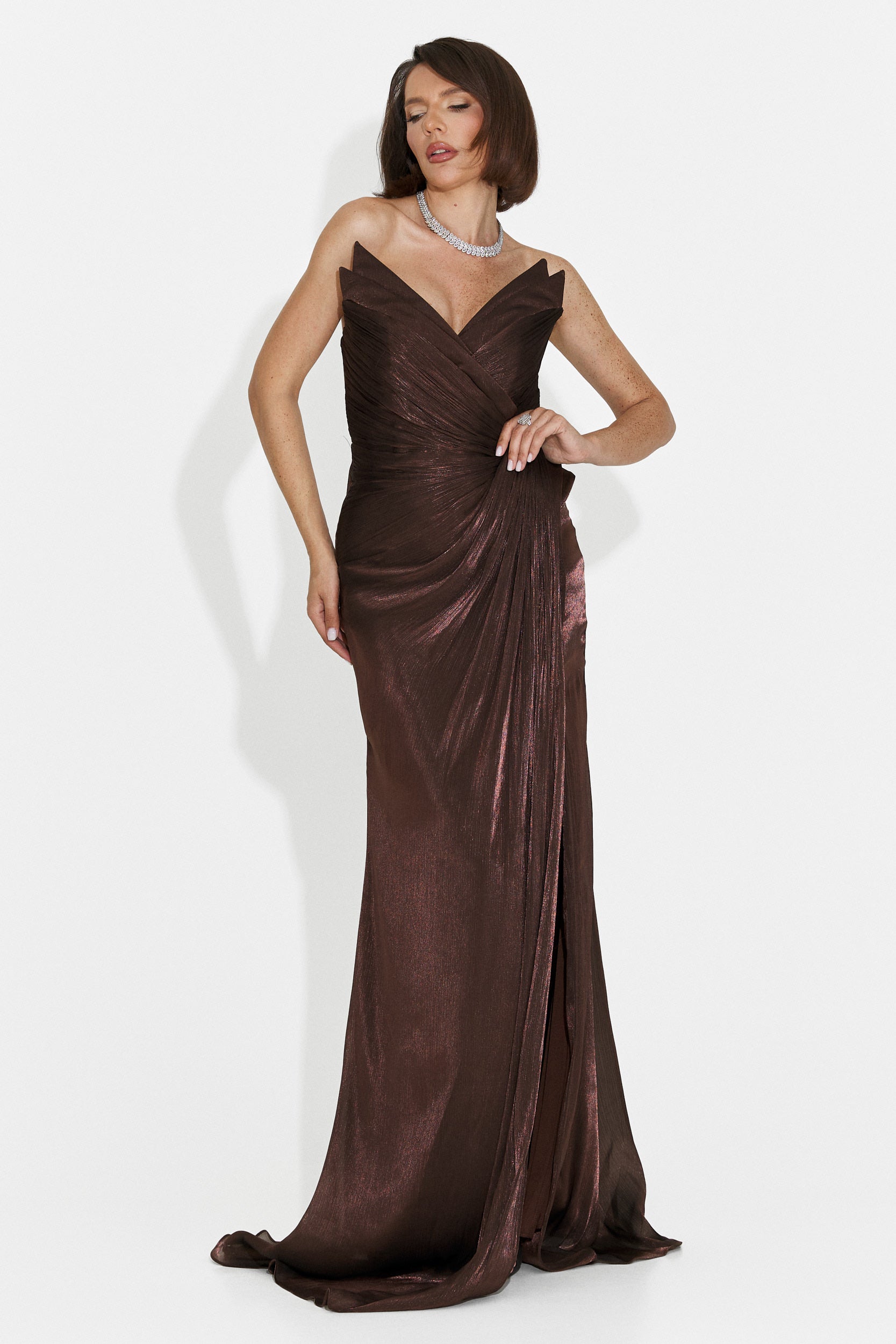 Rochie dama lunga maro Tilda Bogas