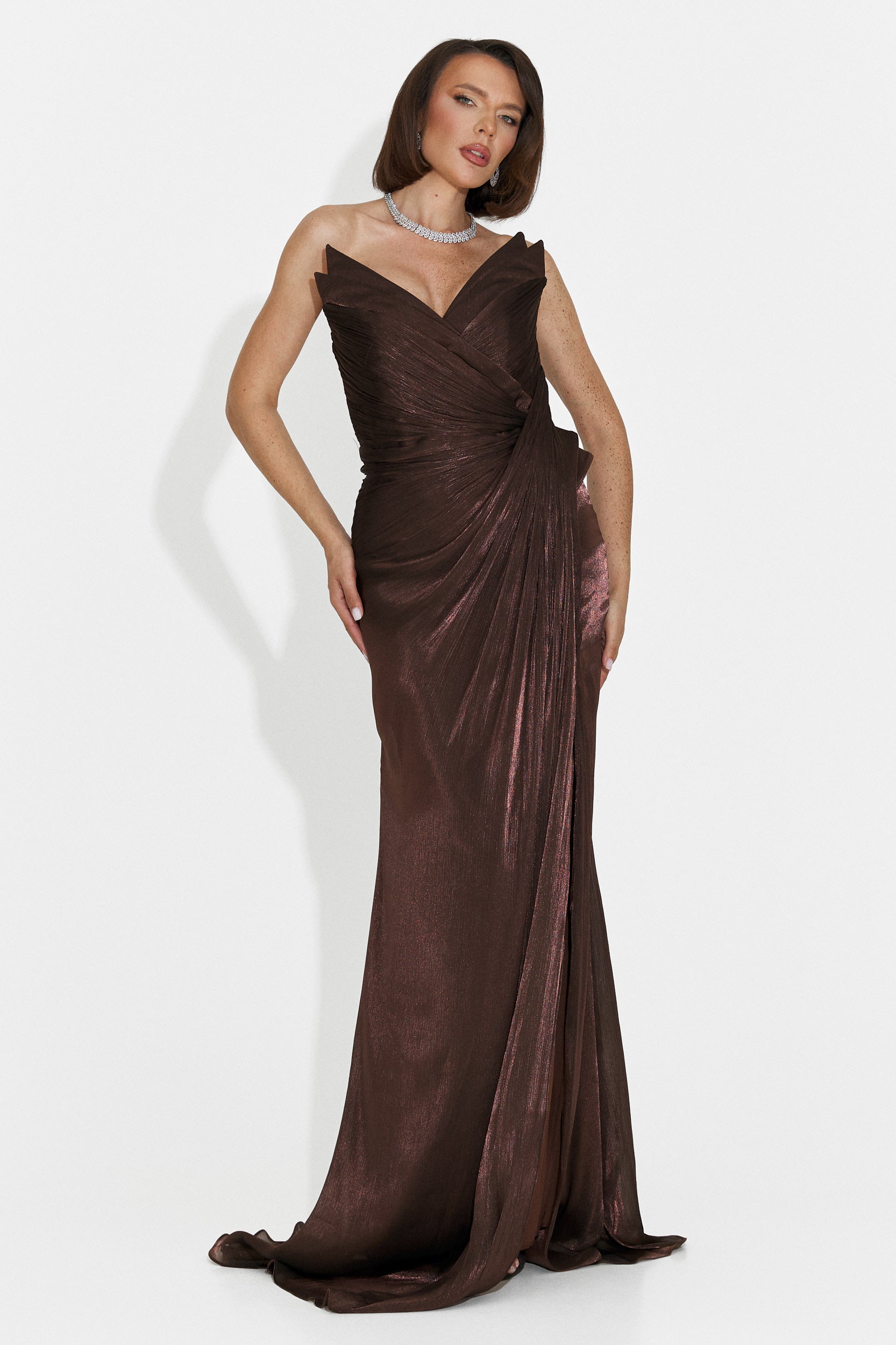 Rochie dama lunga maro Tilda Bogas