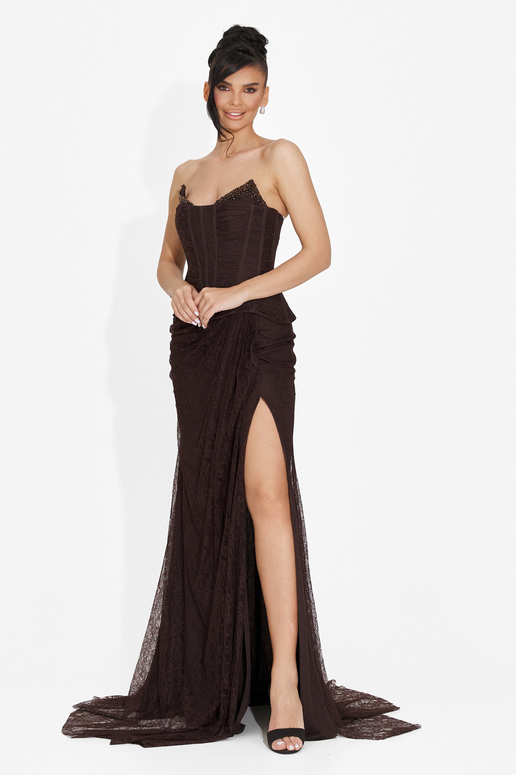 Rochie dama lunga maro Tryna Bogas