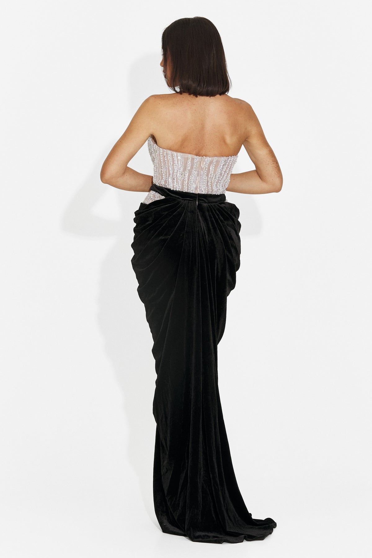 Rochie dama lunga neagra Poynta Bogas, imaginea 2 din 5