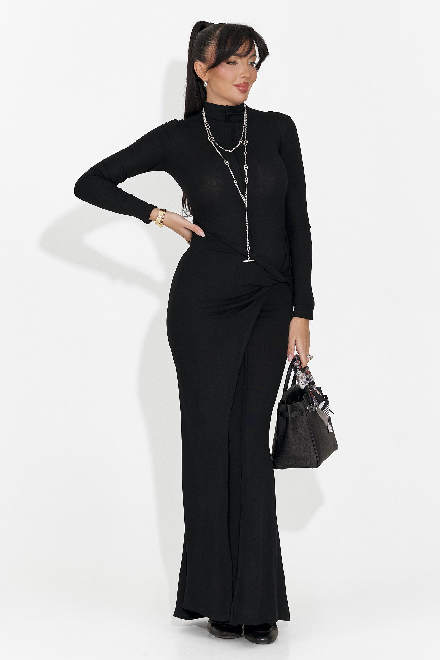 Rochie dama lunga neagra Sharita Bogas