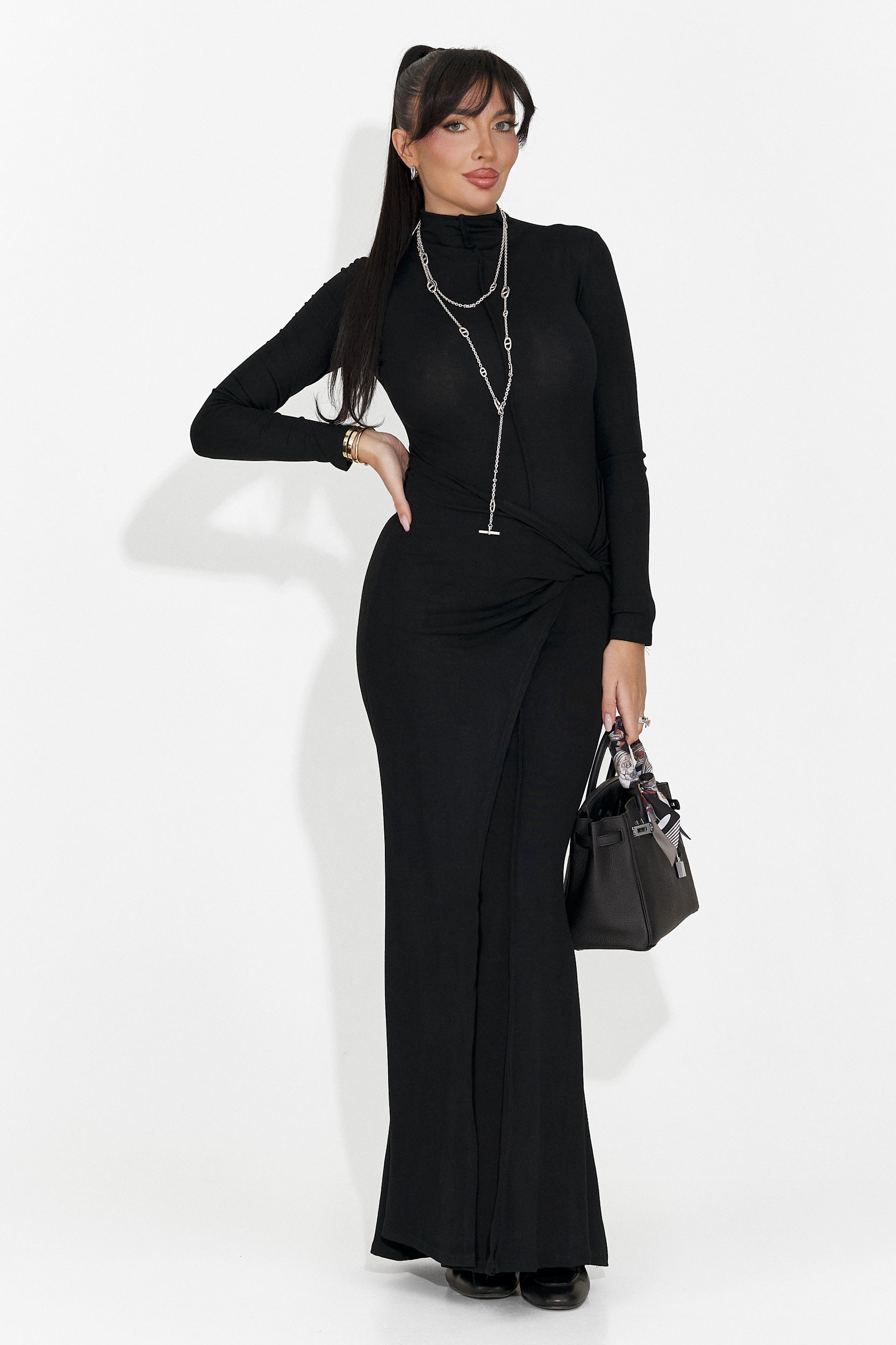 Rochie dama lunga neagra Sharita Bogas