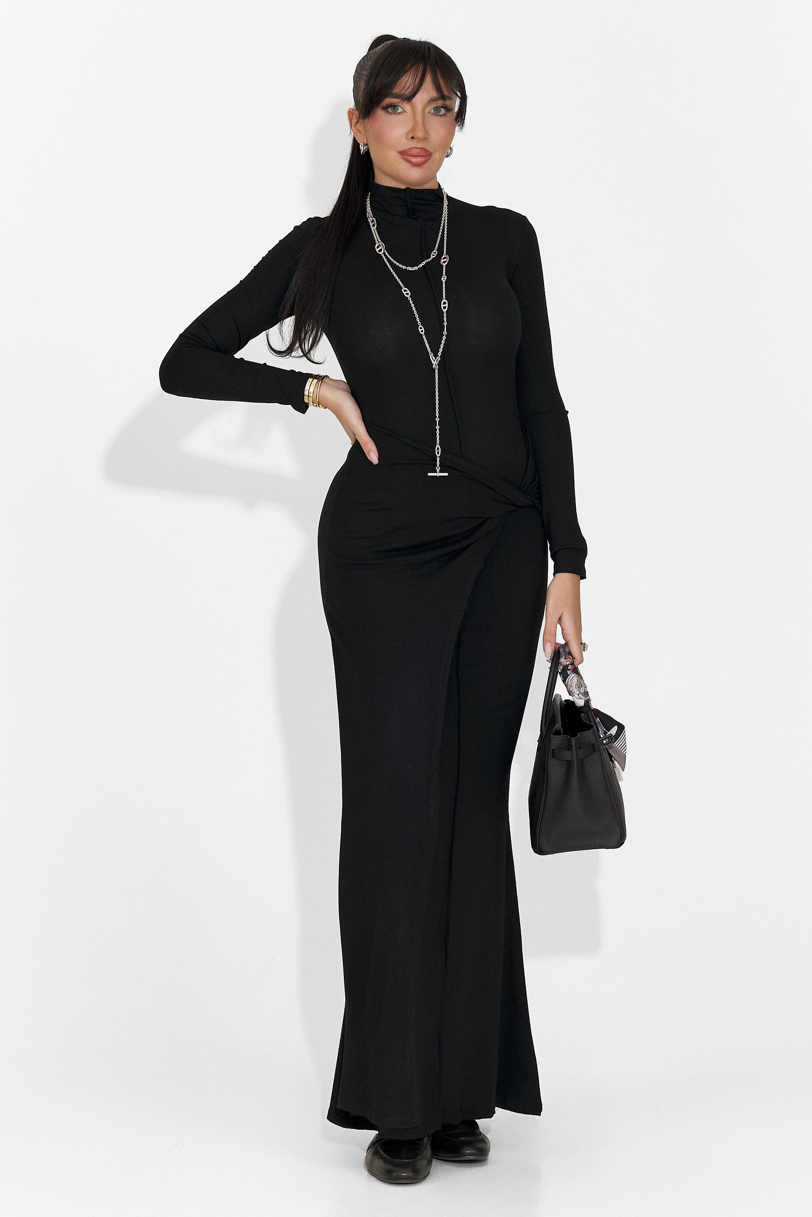 Rochie dama lunga neagra Sharita Bogas