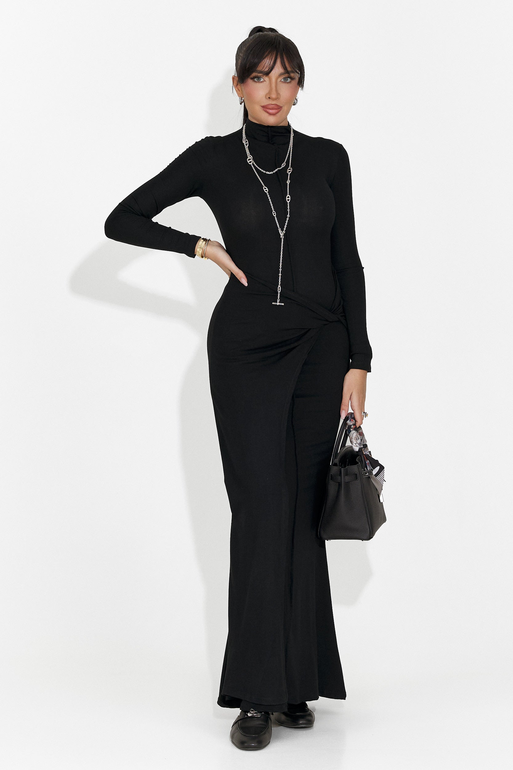 Rochie dama lunga neagra Sharita Bogas