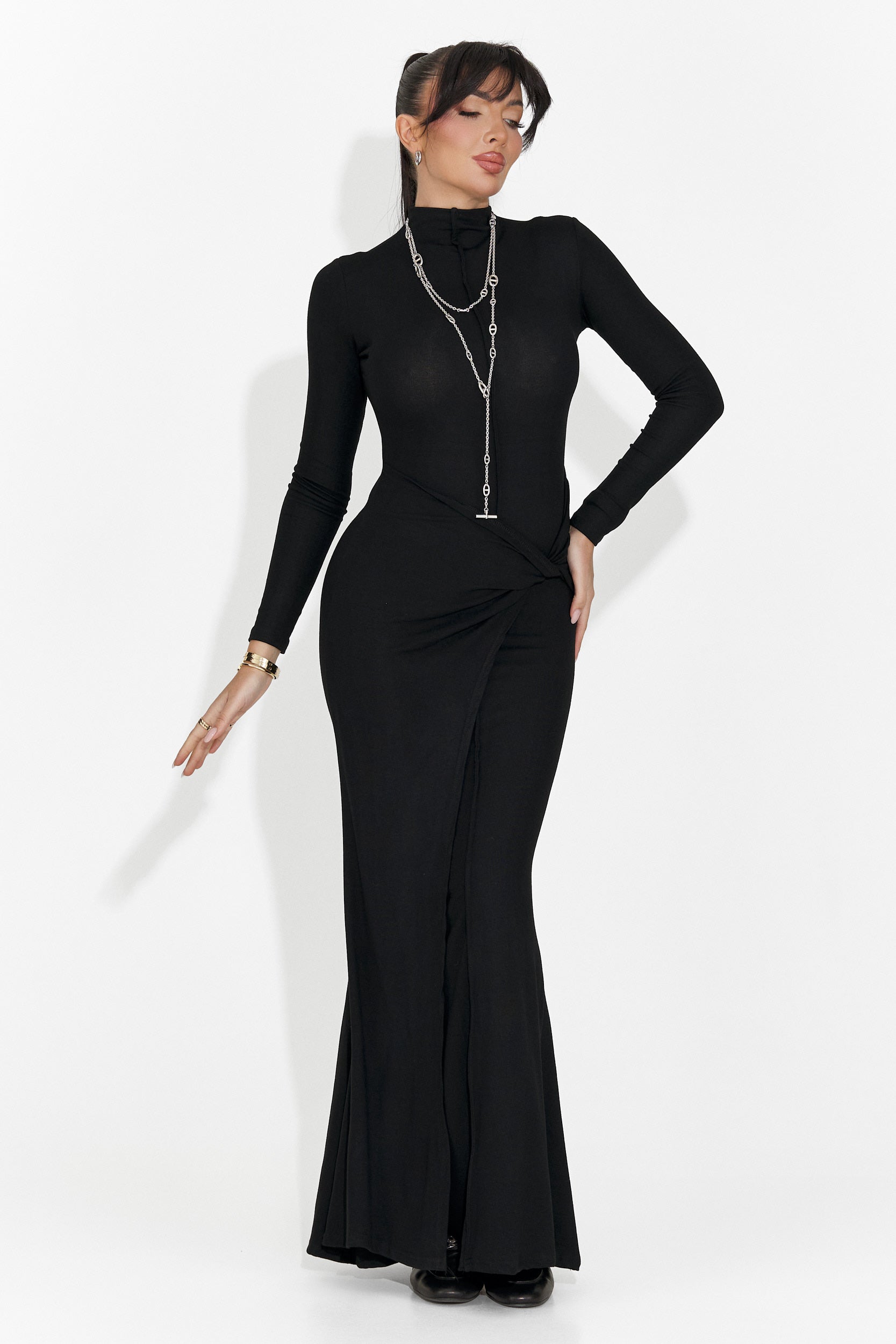 Rochie dama lunga neagra Sharita Bogas