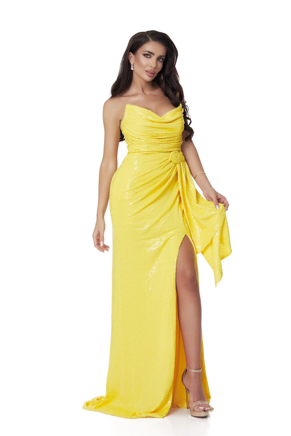 Rochie dama lunga paiete galbena Nicomede Bogas