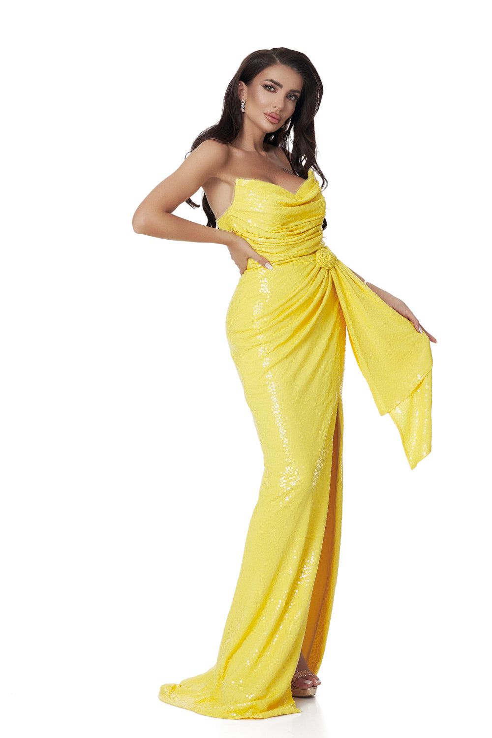 Rochie dama lunga paiete galbena Nicomede Bogas