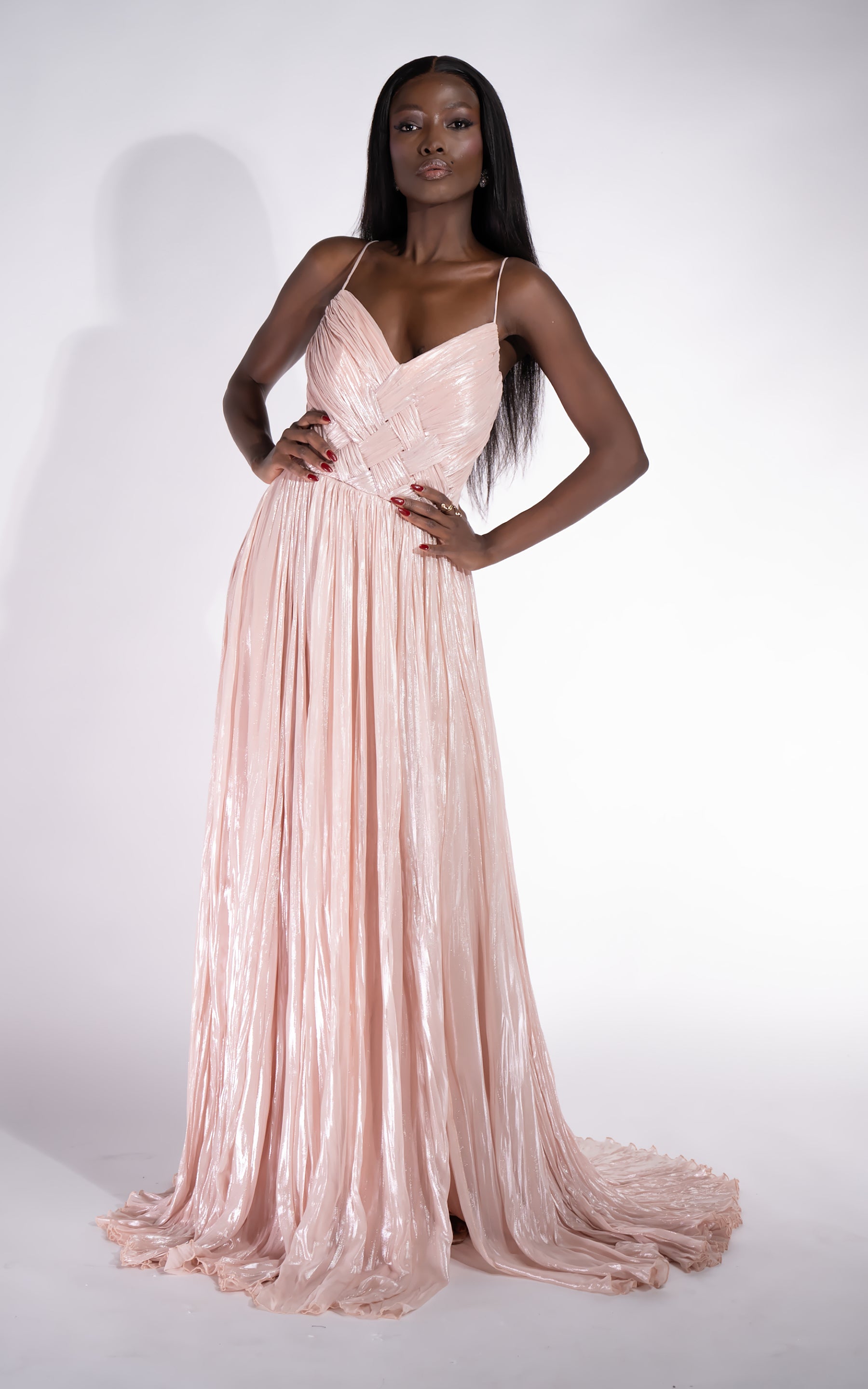 Rochie dama lunga piersica Edyna Bogas