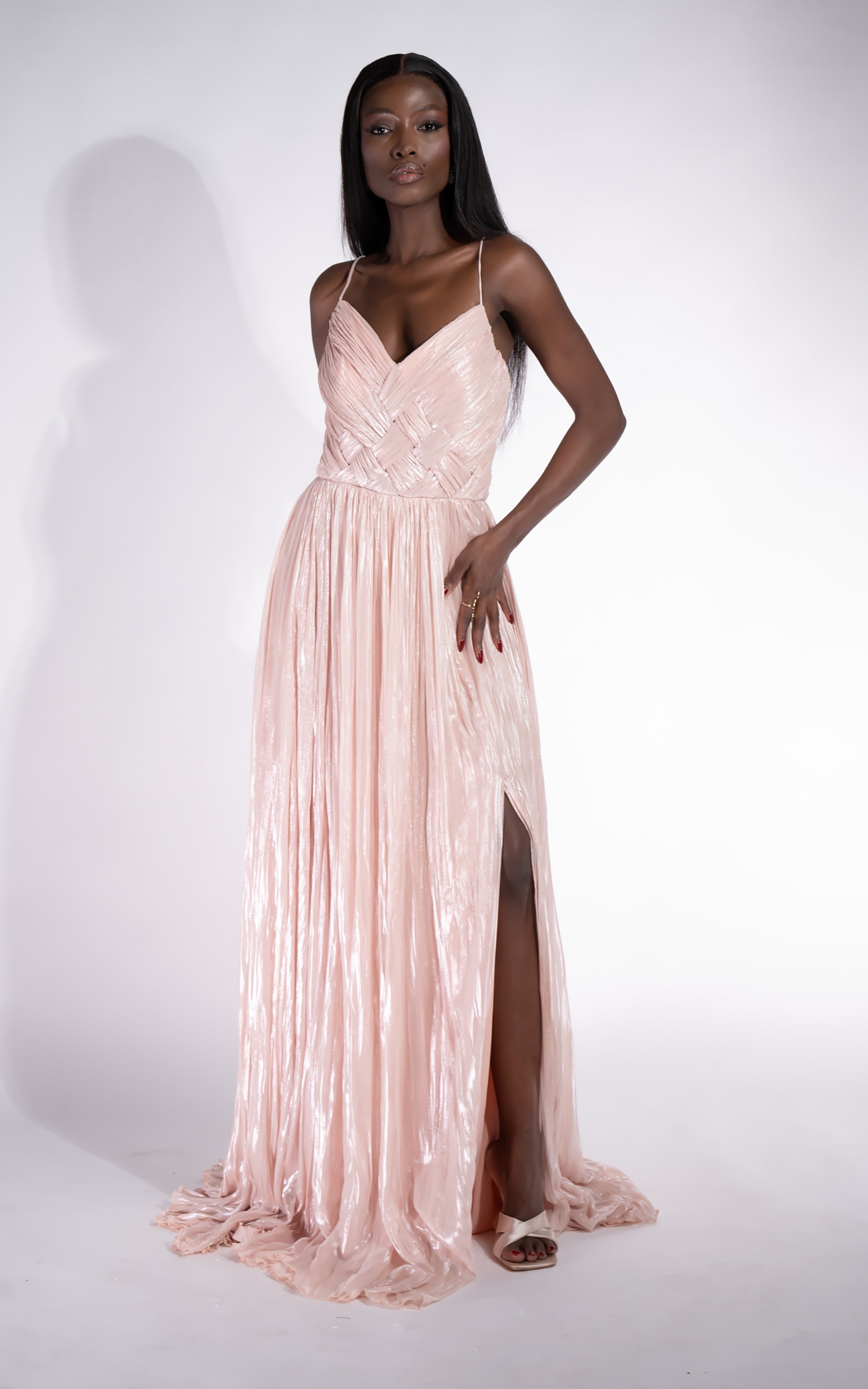 Rochie dama lunga piersica Edyna Bogas