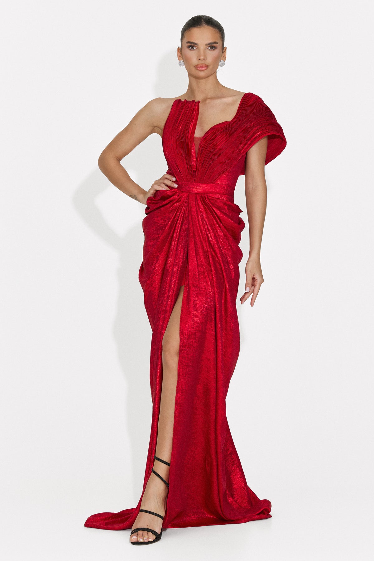 Rochie dama lunga rosie Becker Bogas, imaginea 2 din 8