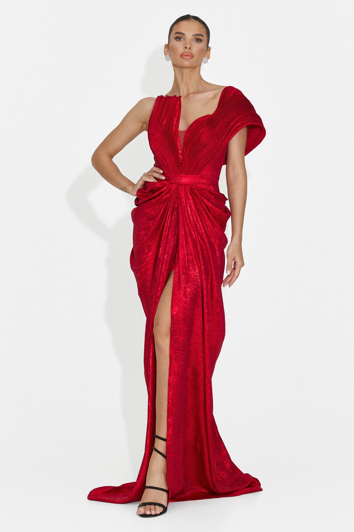 Rochie dama lunga rosie Becker Bogas, imaginea 4 din 8