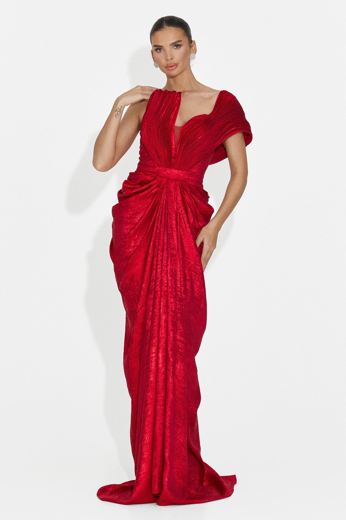 Rochie dama lunga rosie Becker Bogas, imaginea 6 din 8