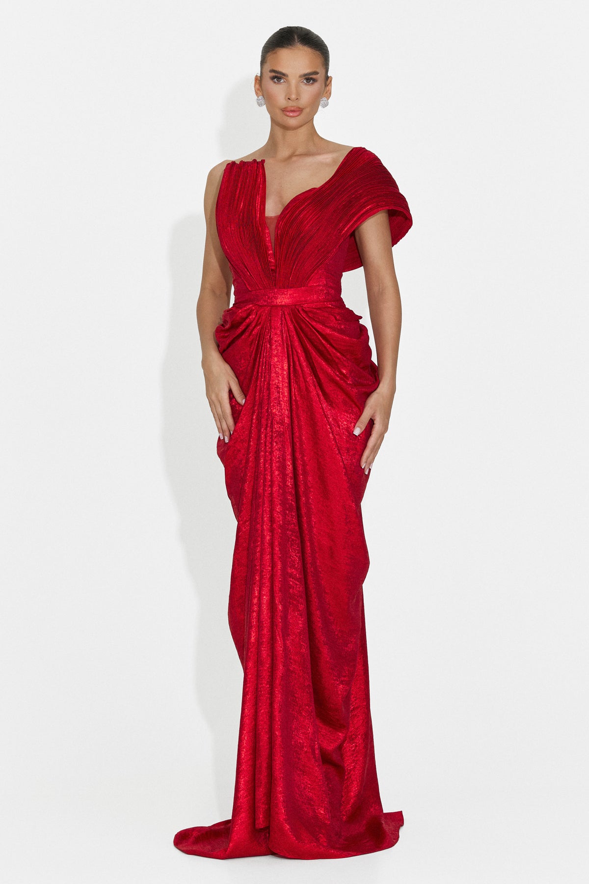 Rochie dama lunga rosie Becker Bogas, imaginea 7 din 8