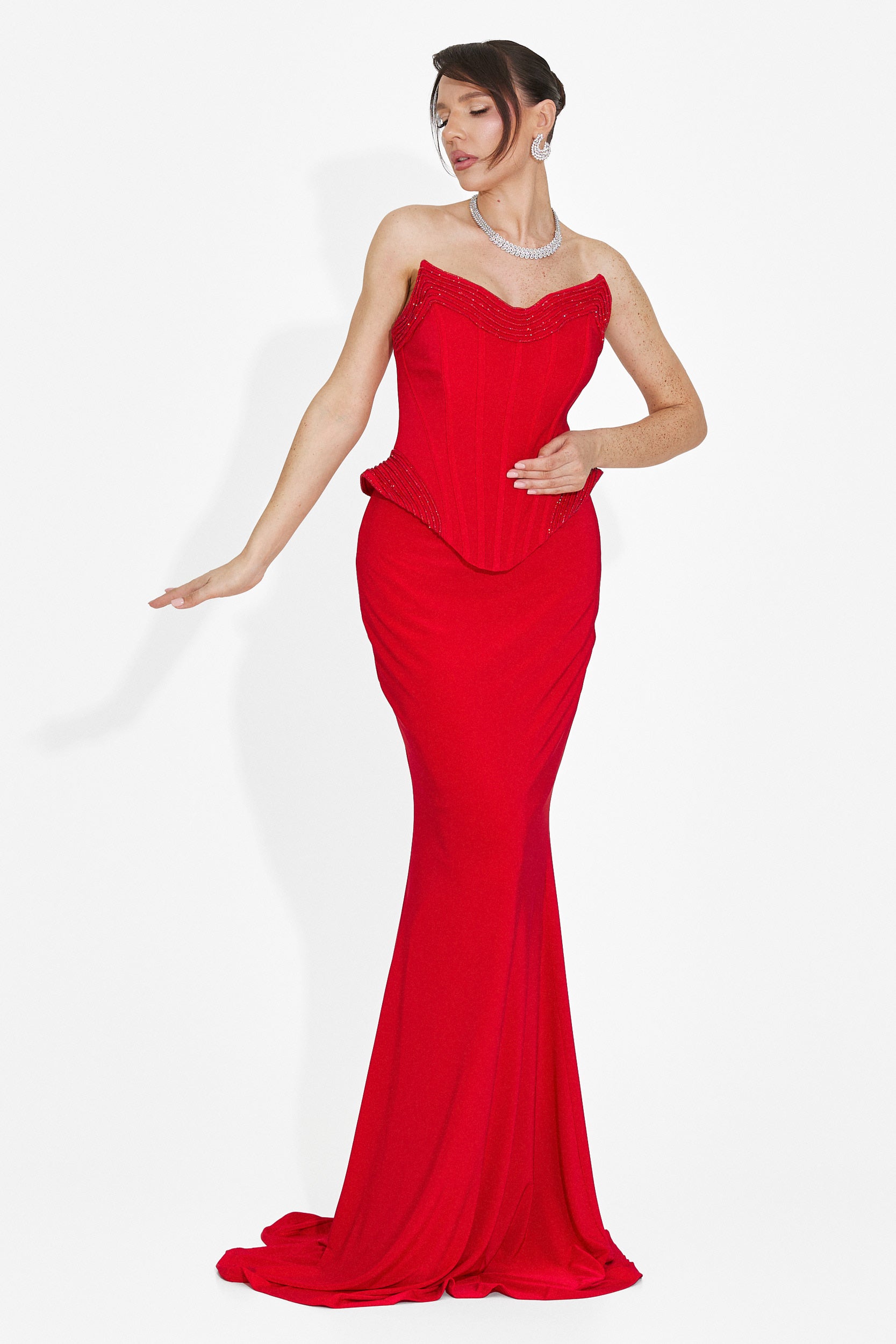 Rochie dama lunga rosie Caylei Bogas