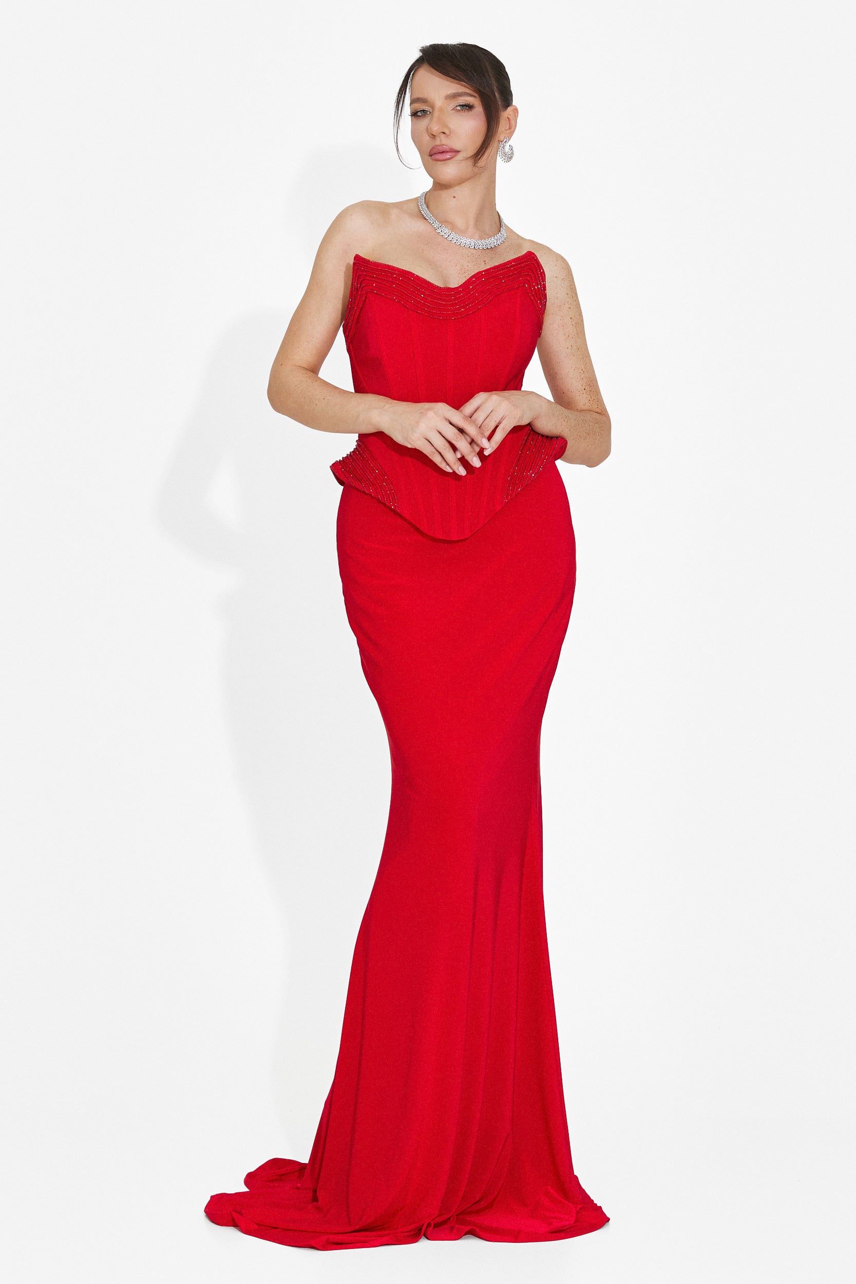 Rochie dama lunga rosie Caylei Bogas