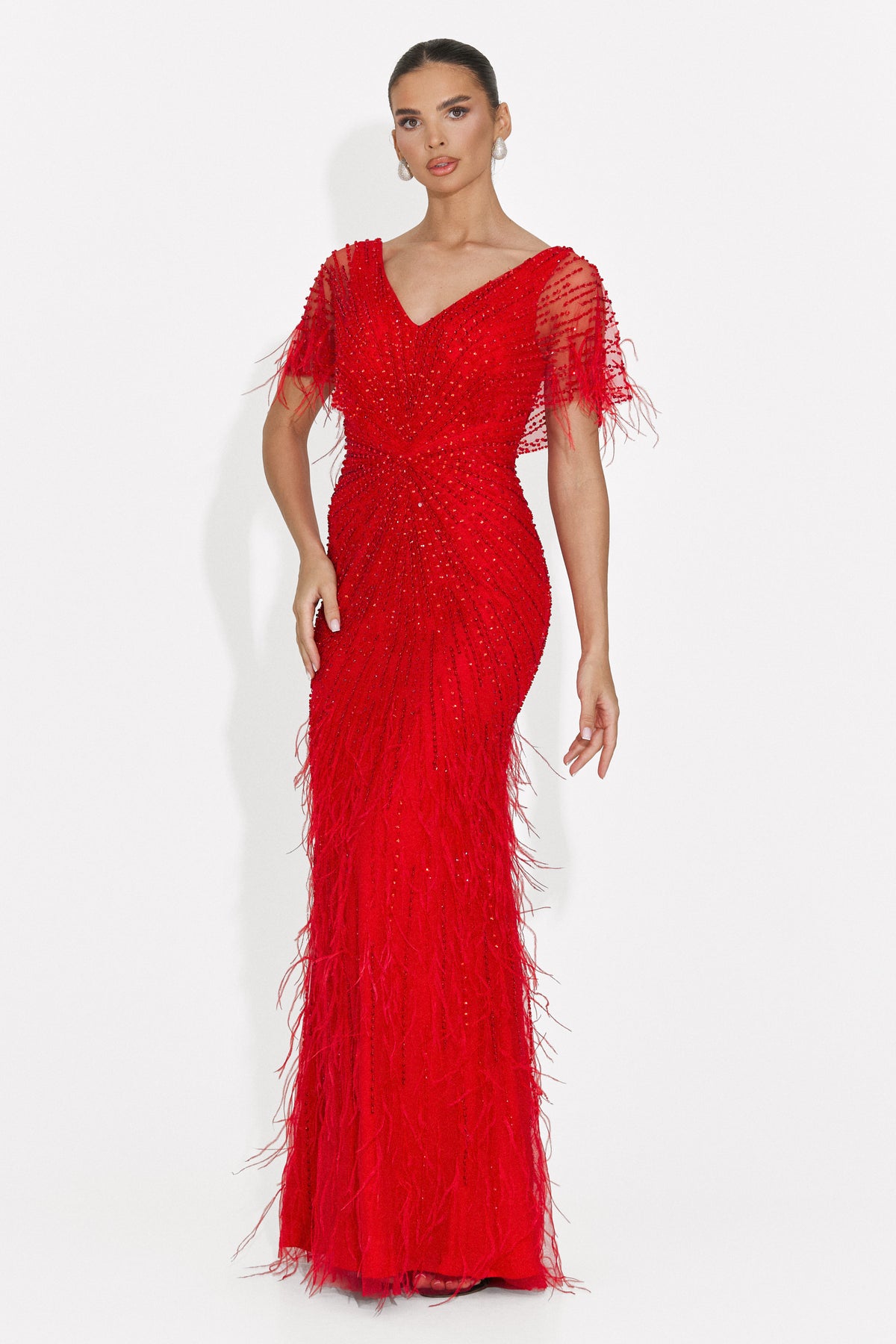 Rochie dama lunga rosie Elke Bogas, imaginea 4 din 8