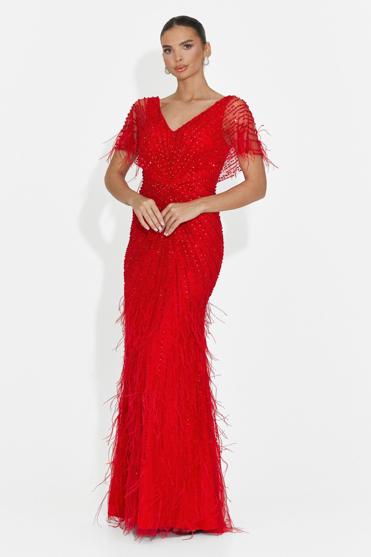 Rochie dama lunga rosie Elke Bogas, imaginea 5 din 8