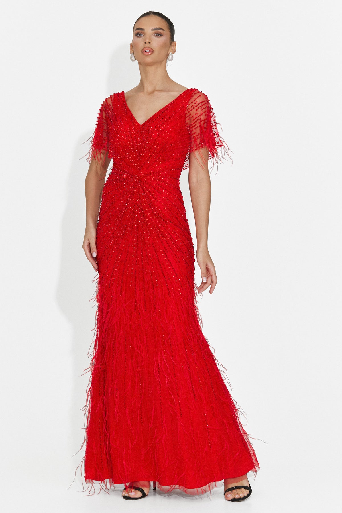 Rochie dama lunga rosie Elke Bogas, imaginea 6 din 8