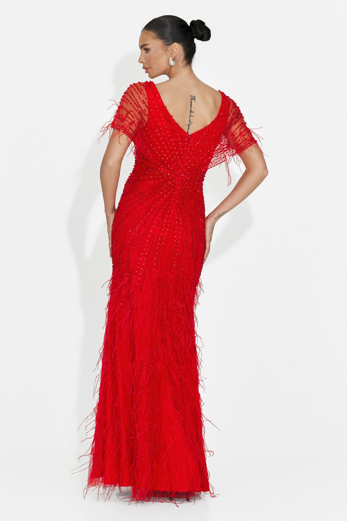 Rochie dama lunga rosie Elke Bogas, imaginea 2 din 8