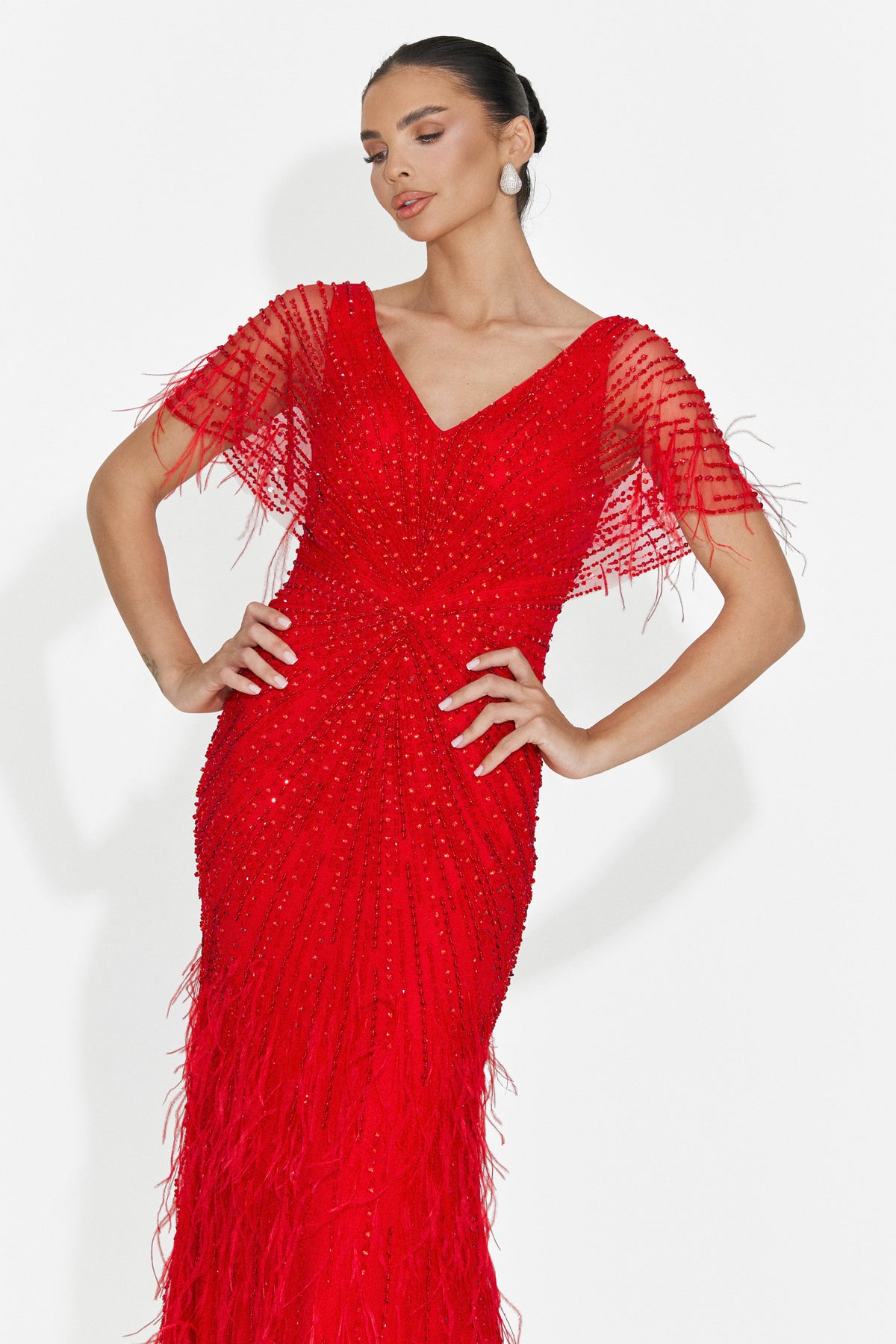 Rochie dama lunga rosie Elke Bogas, imaginea 7 din 8