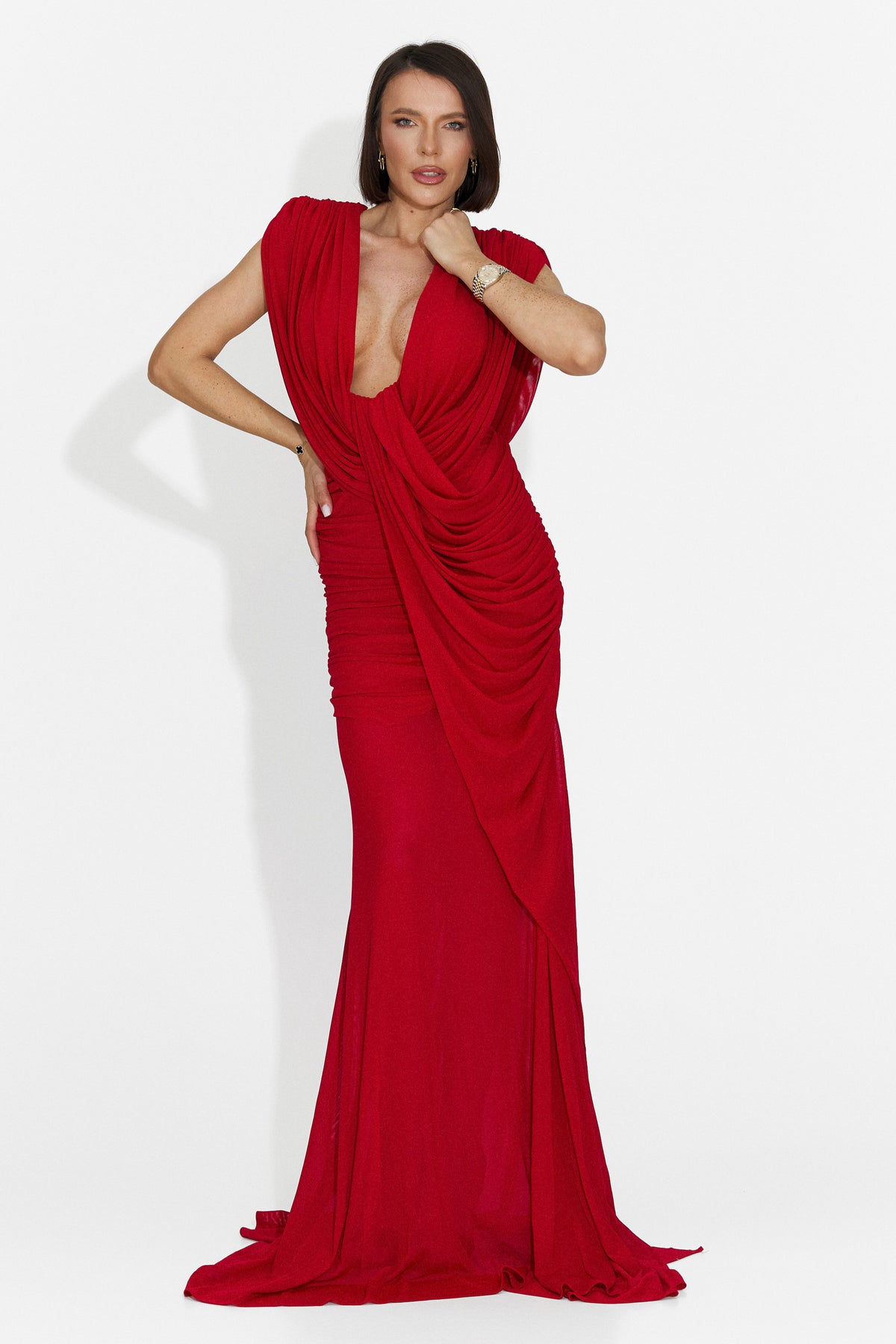 Rochie dama lunga rosie Iustima Bogas, imaginea 1 din 9