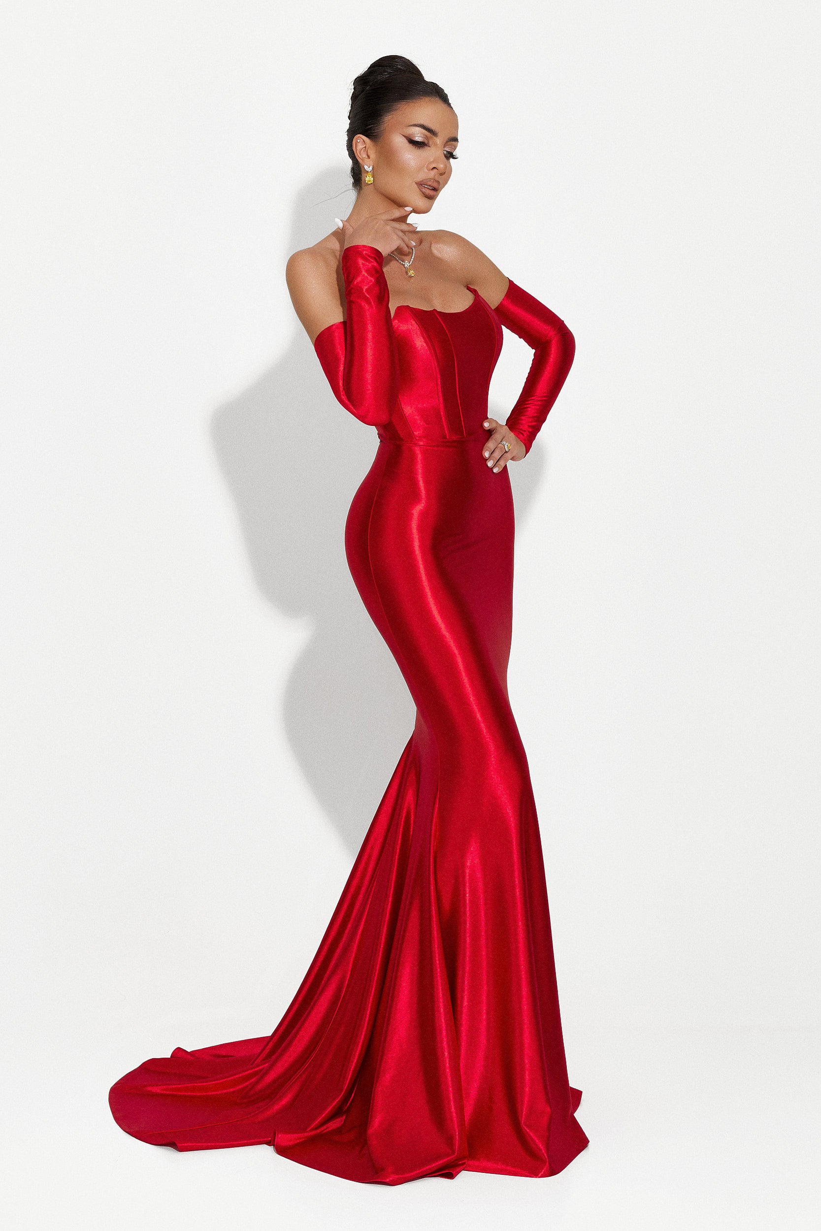 Malonia Bogas Long Red Ladies Dress