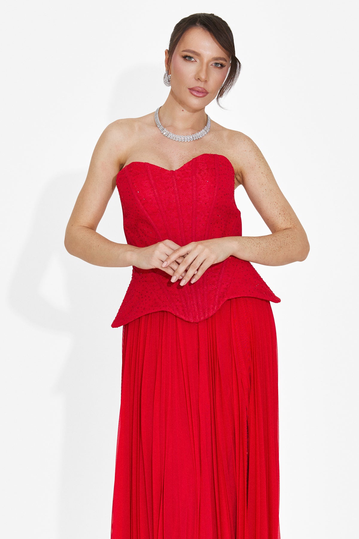 Rochie dama lunga rosie Mivea Bogas, imaginea 3 din 8