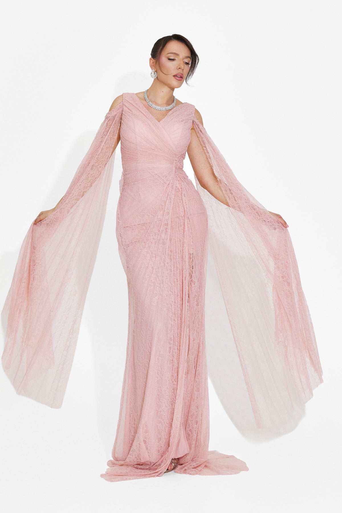 Rochie dama lunga roz Dionesia Bogas, imaginea 7 din 9