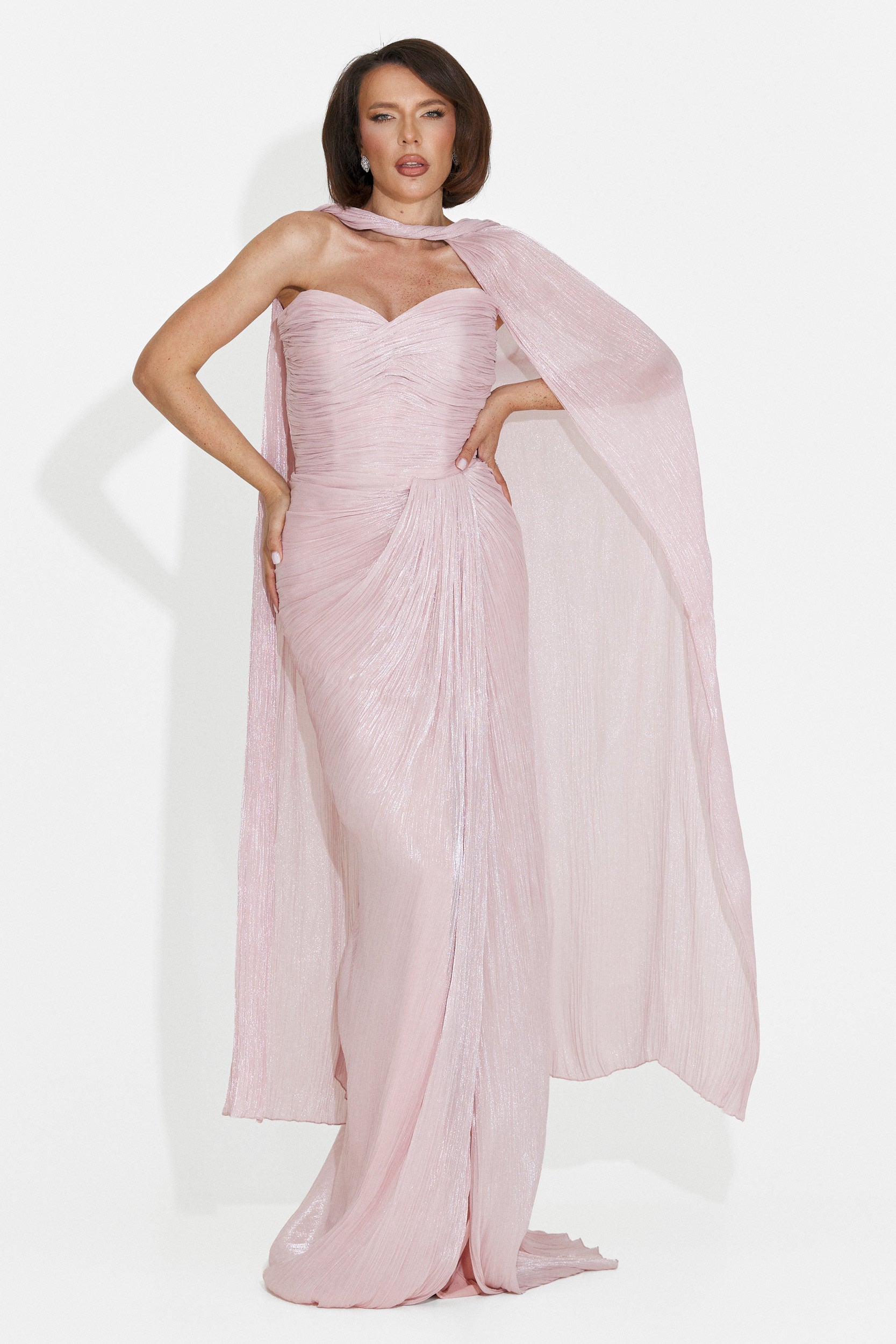 Rochie dama lunga roz Greta Bogas