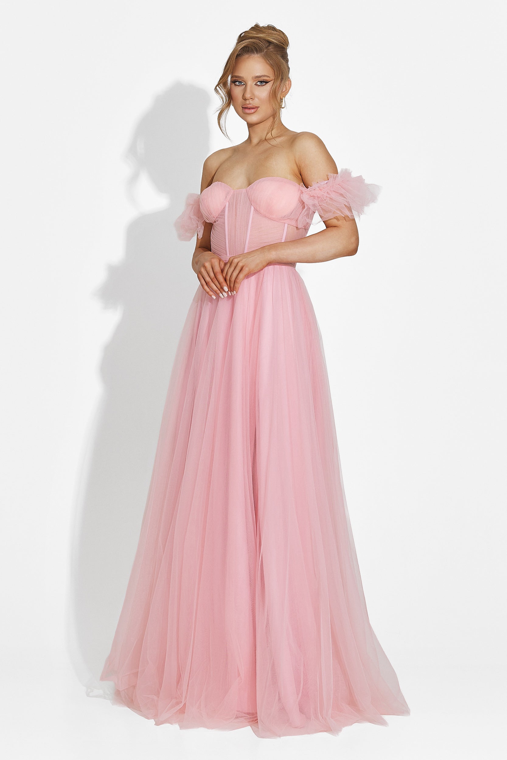 Rochie dama lunga roz Janiece Bogas