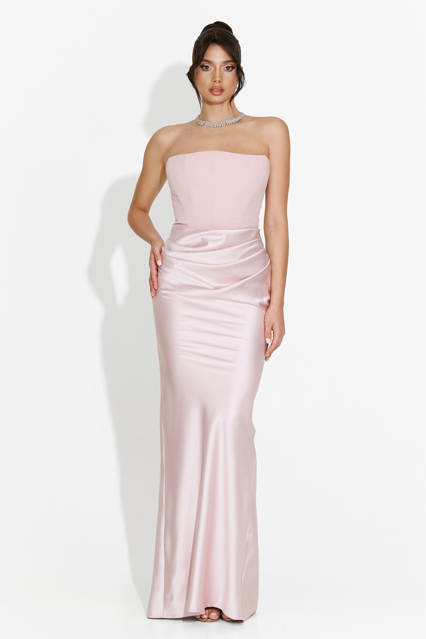 Monie Bogas Long Pink Ladies Dress