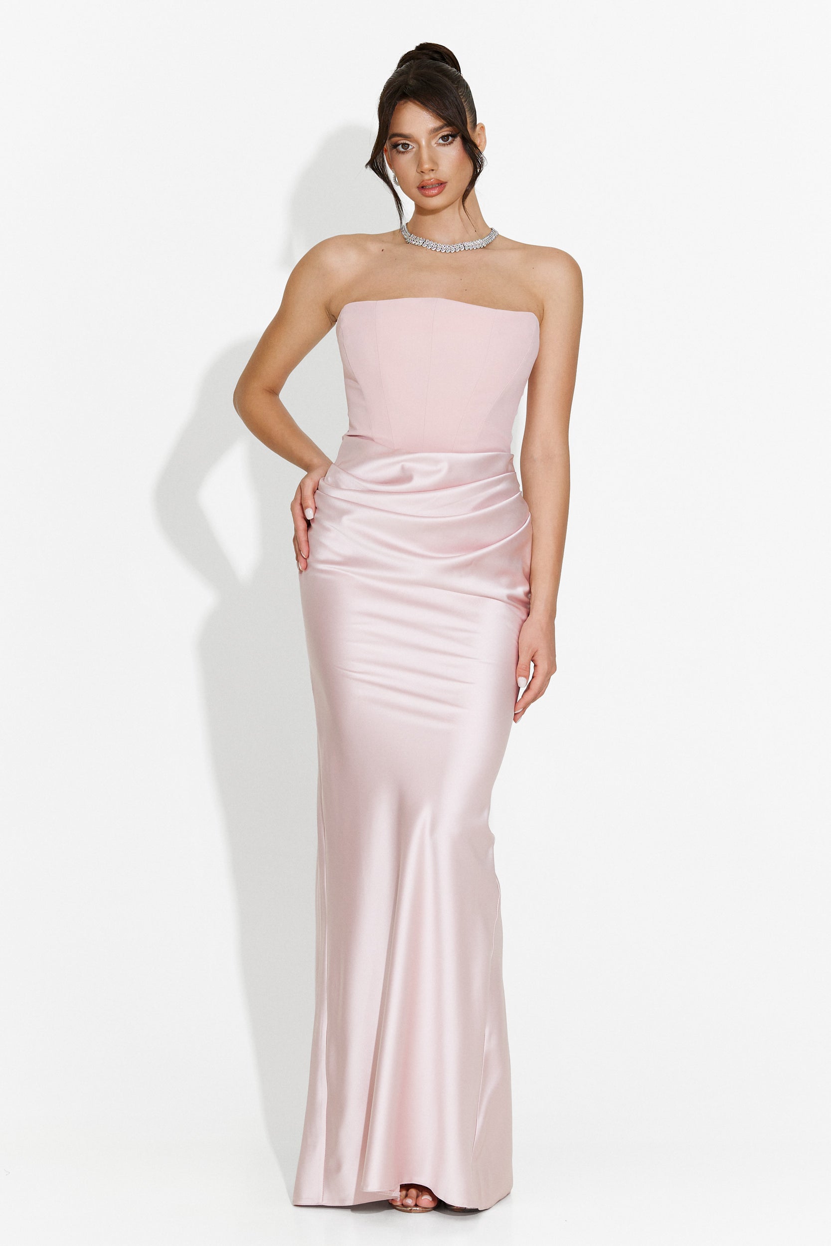 Monie Bogas Long Pink Ladies Dress