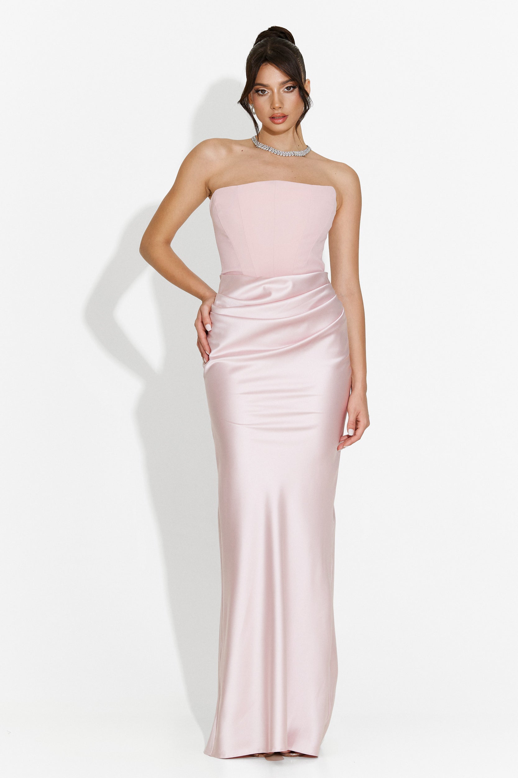 Monie Bogas Long Pink Ladies Dress