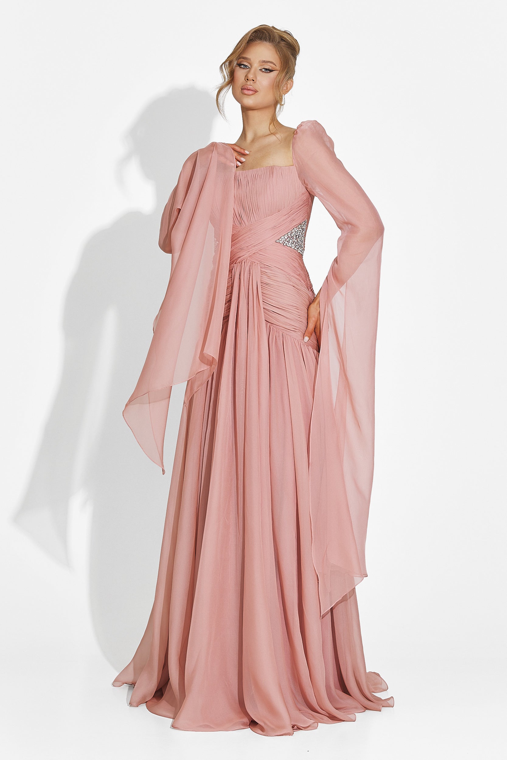 Wilya Bogas Long Pink Ladies Dress