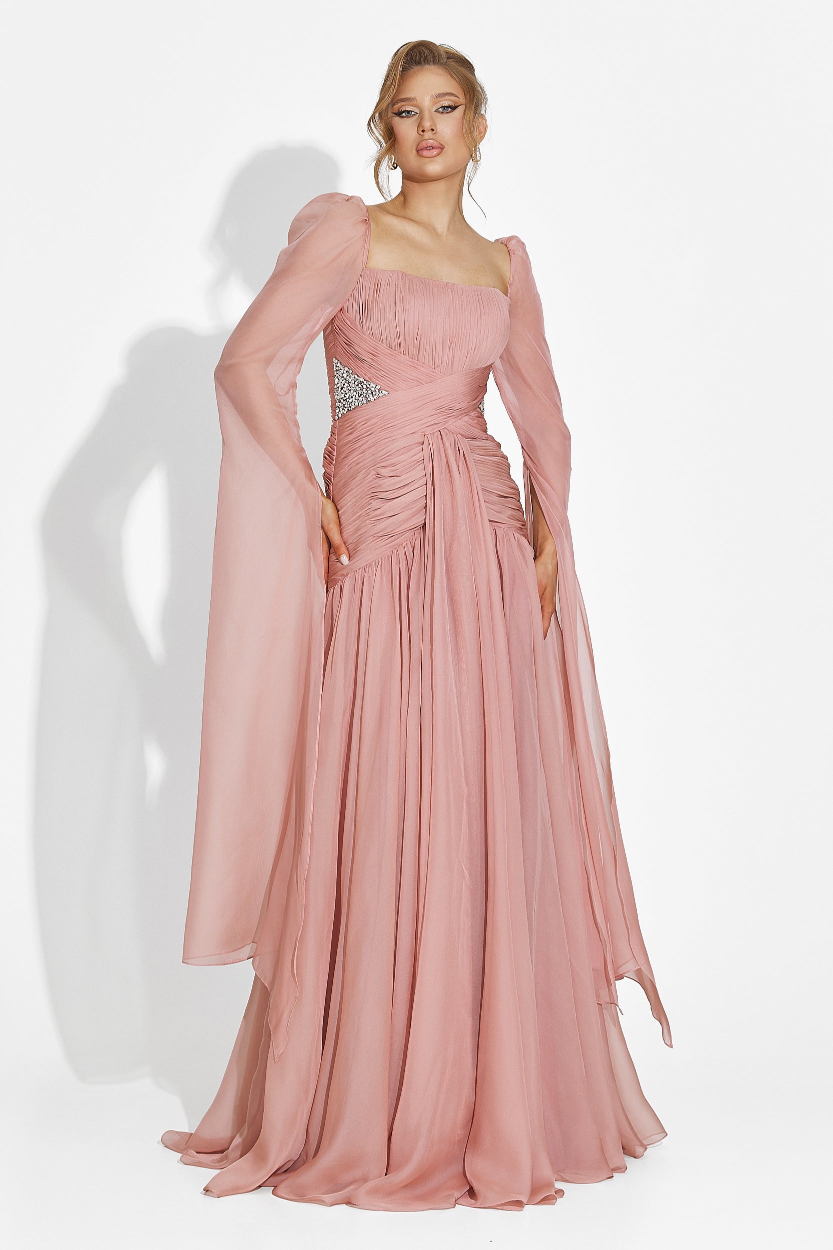 Wilya Bogas Long Pink Ladies Dress