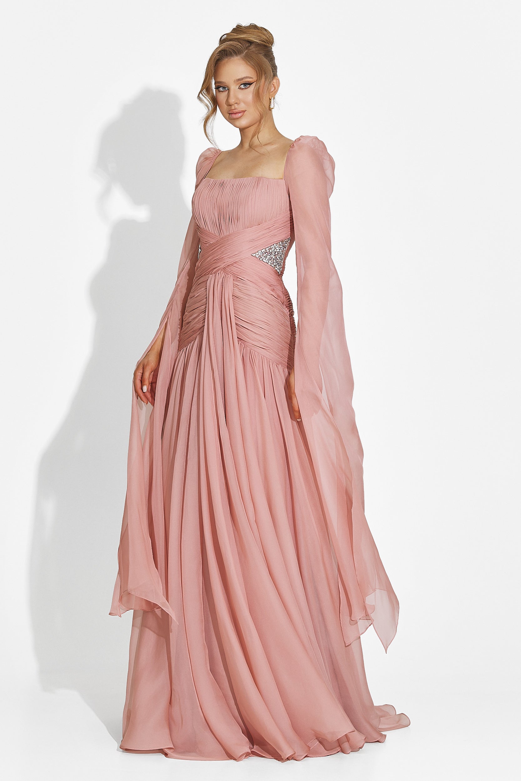 Wilya Bogas Long Pink Ladies Dress