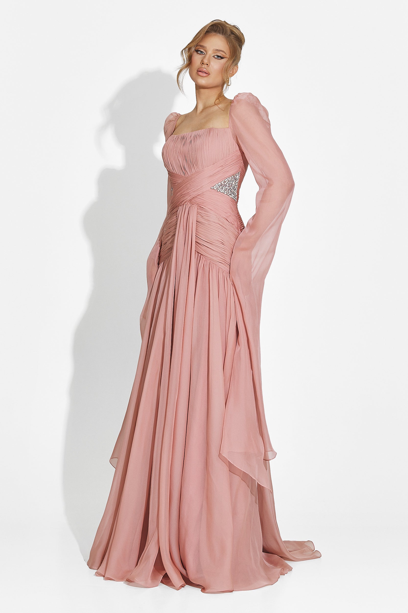 Wilya Bogas Long Pink Ladies Dress