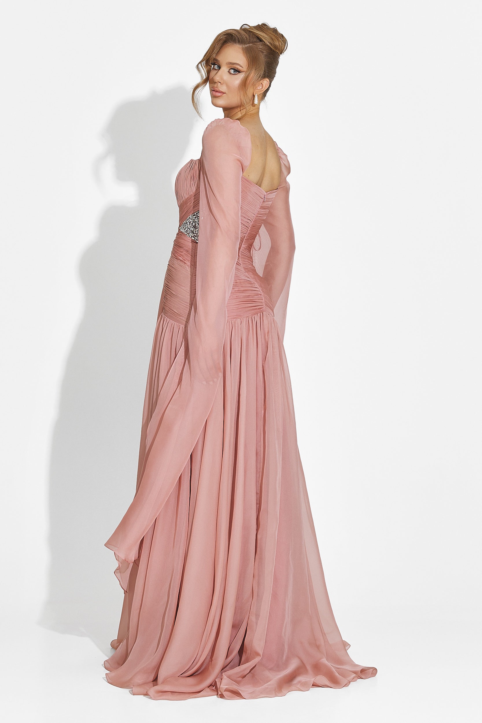 Wilya Bogas Long Pink Ladies Dress