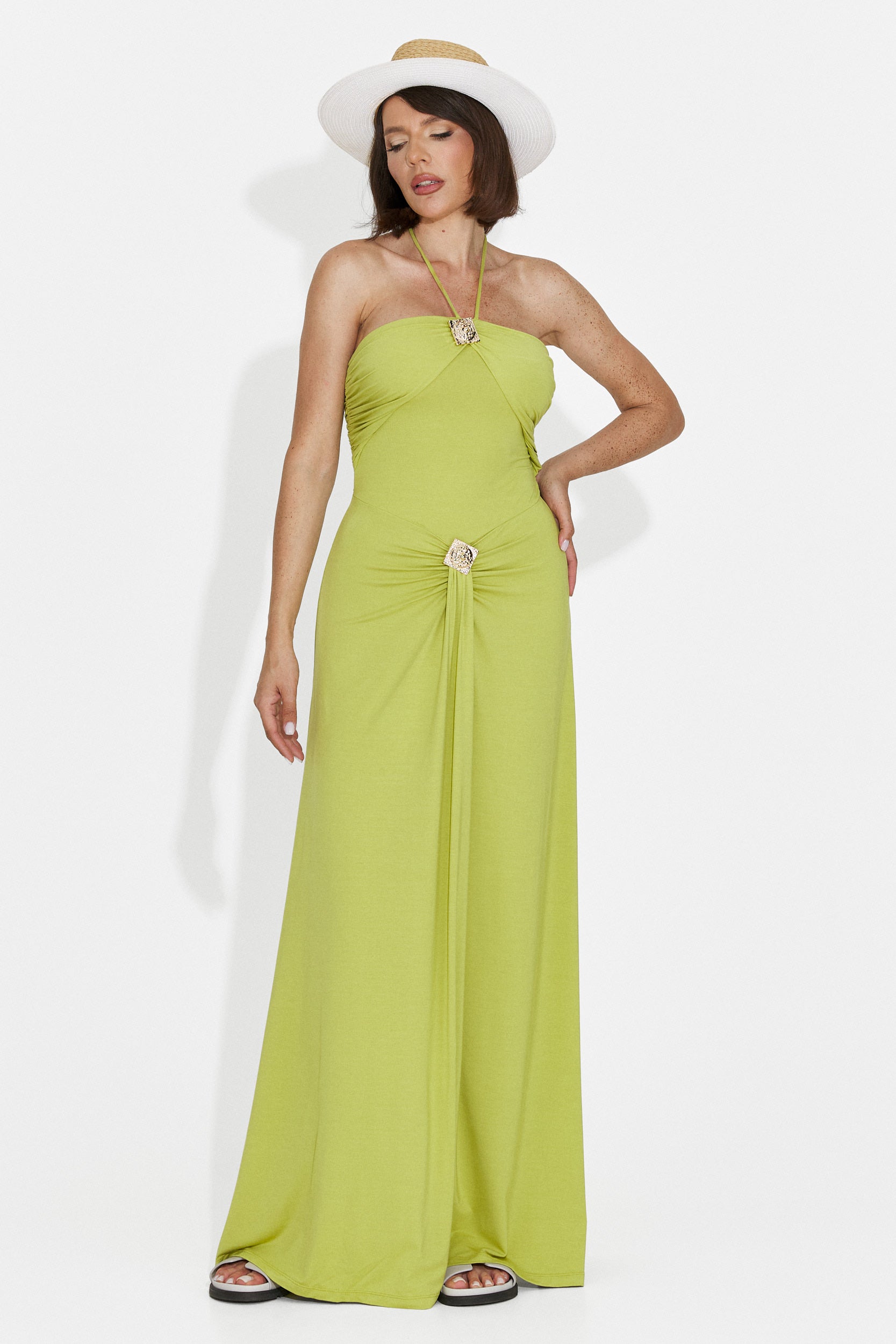 Rochie dama lunga verde Helene Bogas