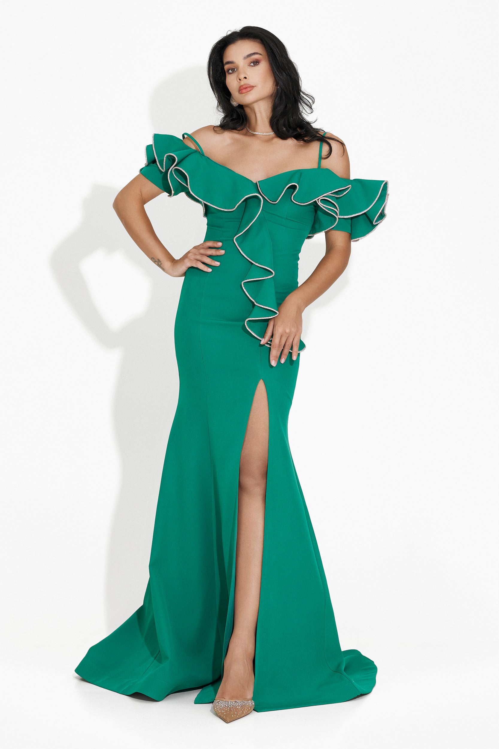 Klaria Bogas Long Green Ladies Dress