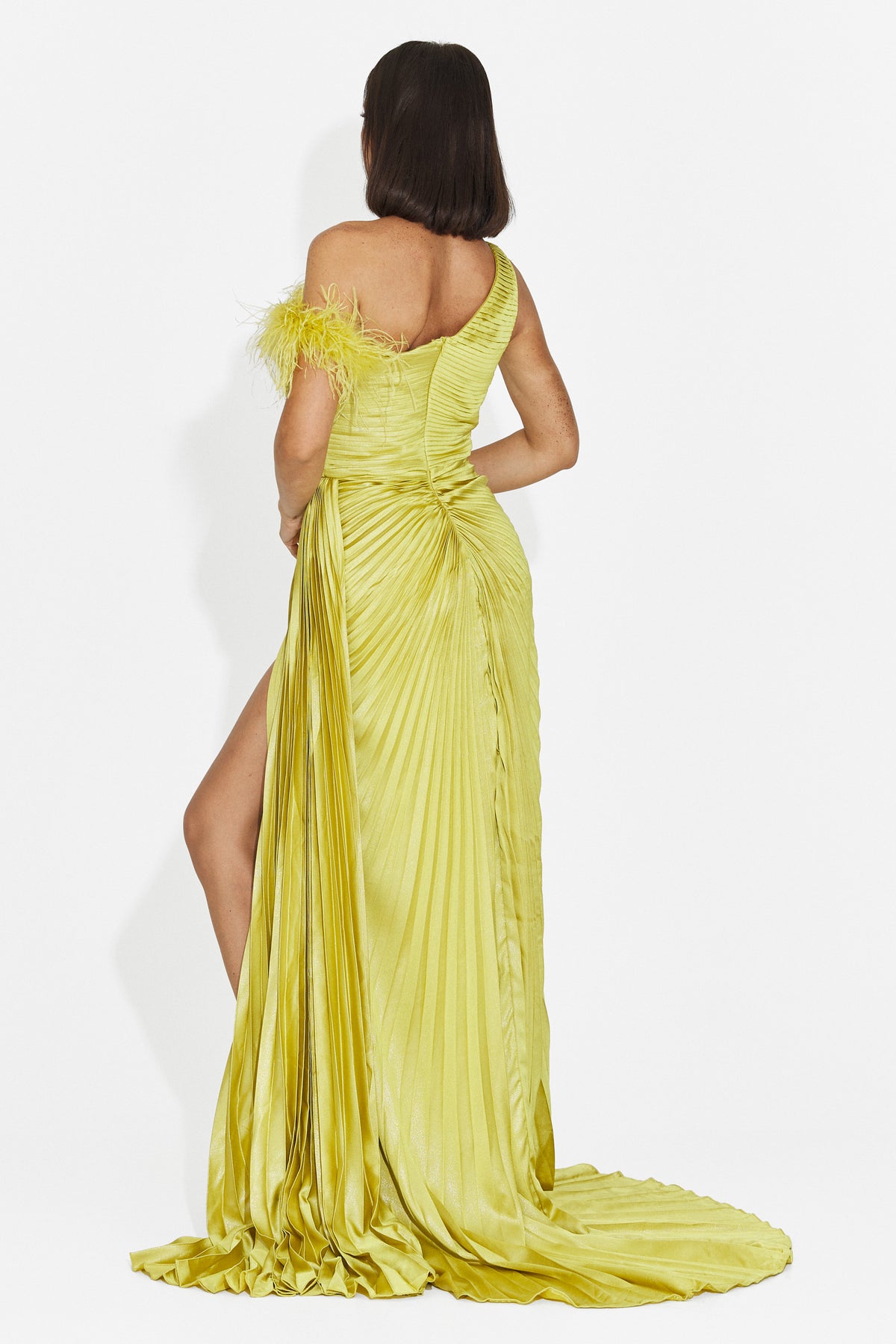 Rochie dama lunga verde lime Welta Bogas, imaginea 2 din 4