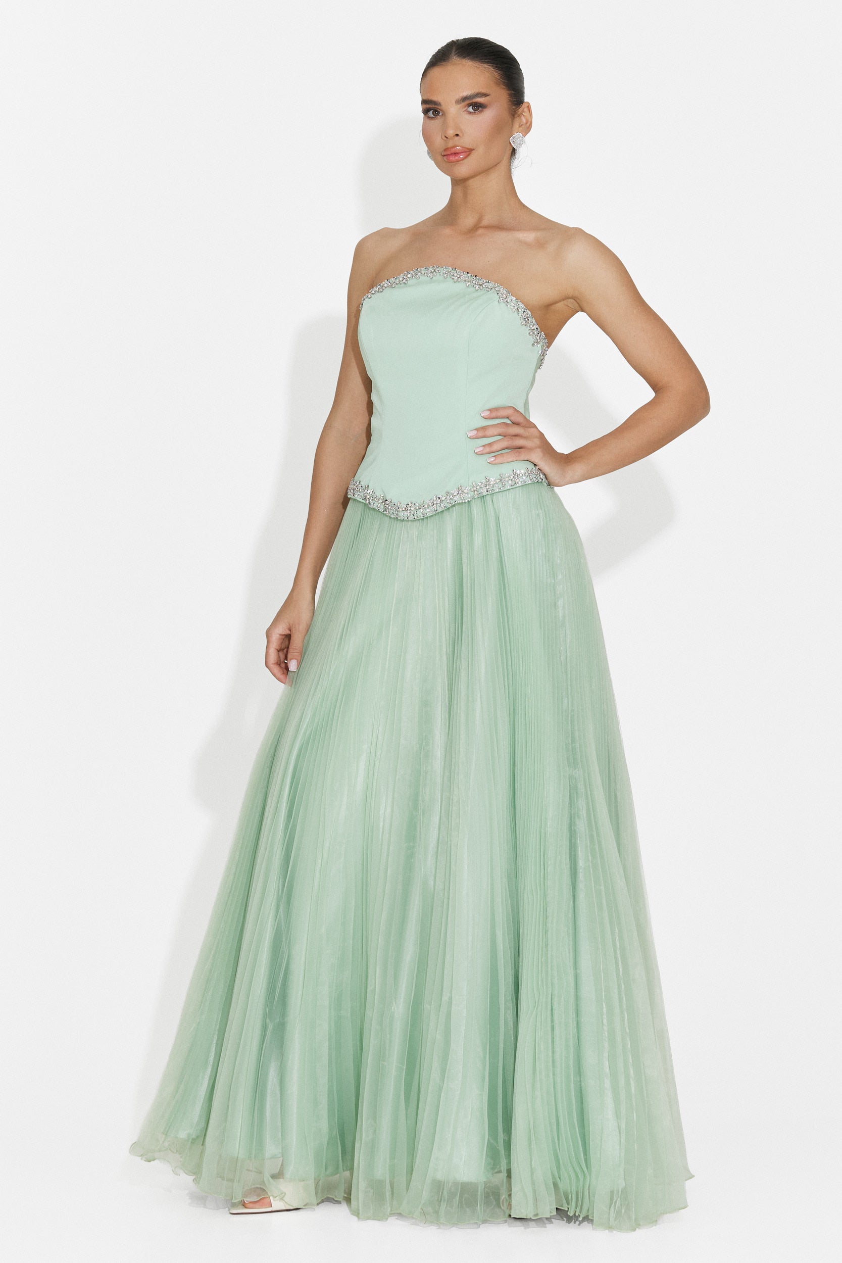Rochie dama lunga verde mint Brunhilde Bogas