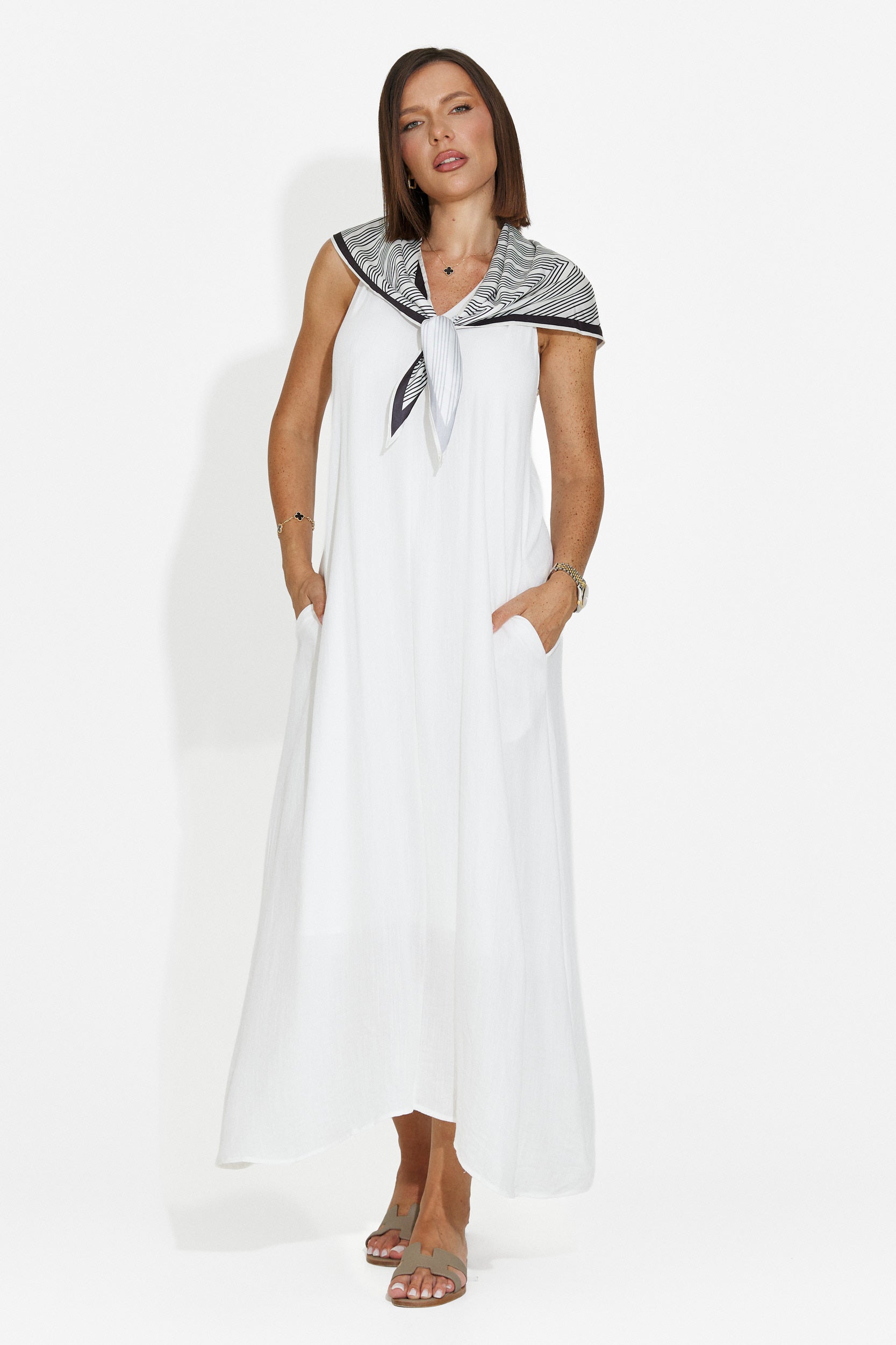 Rochie dama midi alba Alievia Bogas