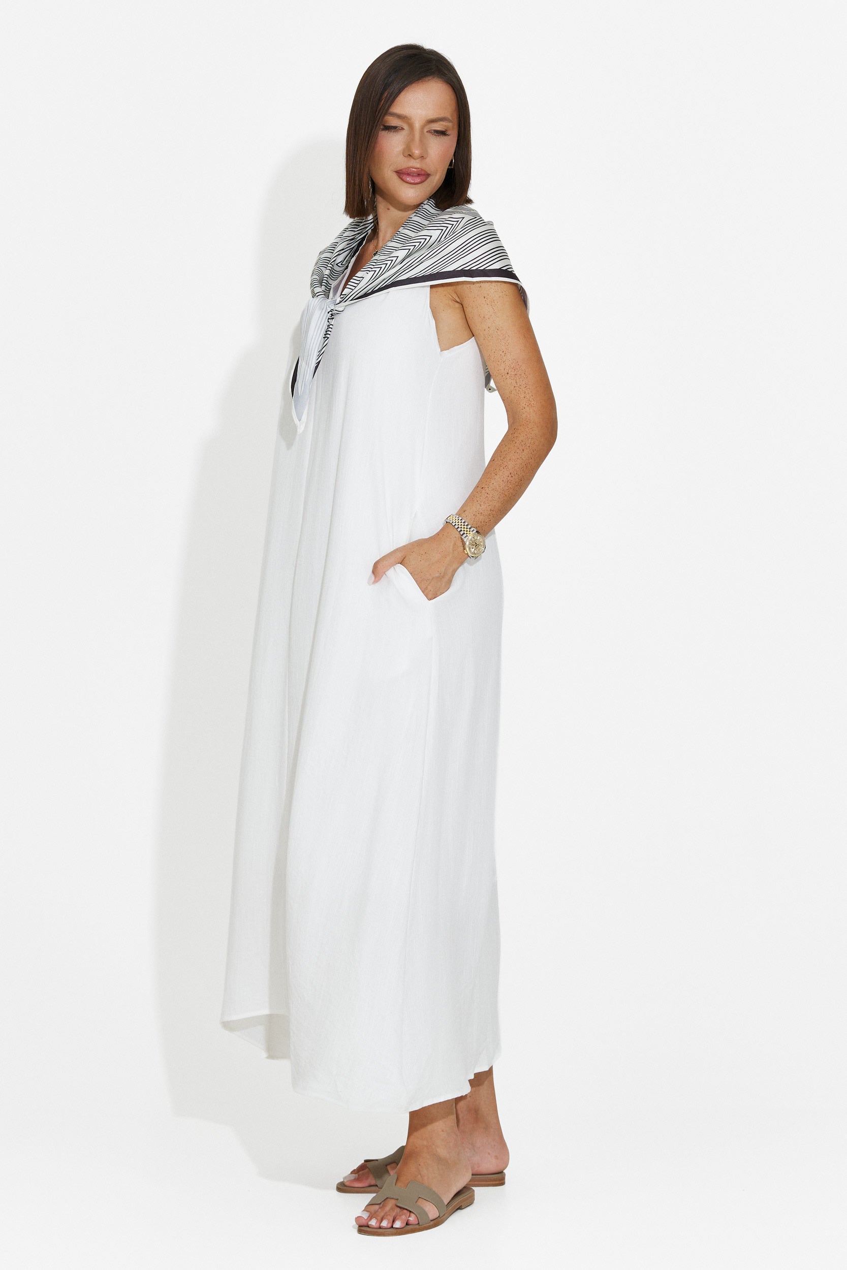 Rochie dama midi alba Alievia Bogas