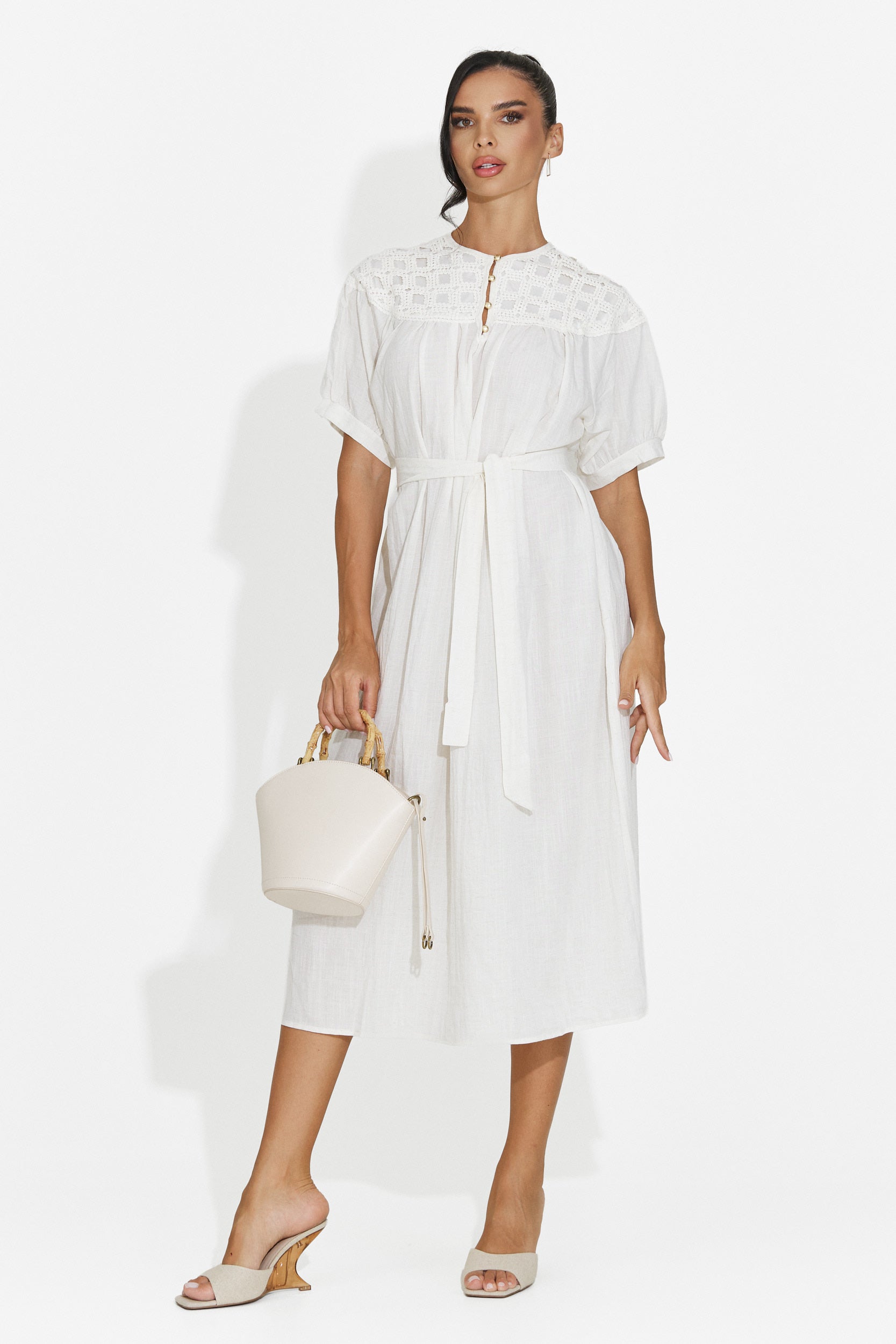 Rochie dama midi alba Olema Bogas