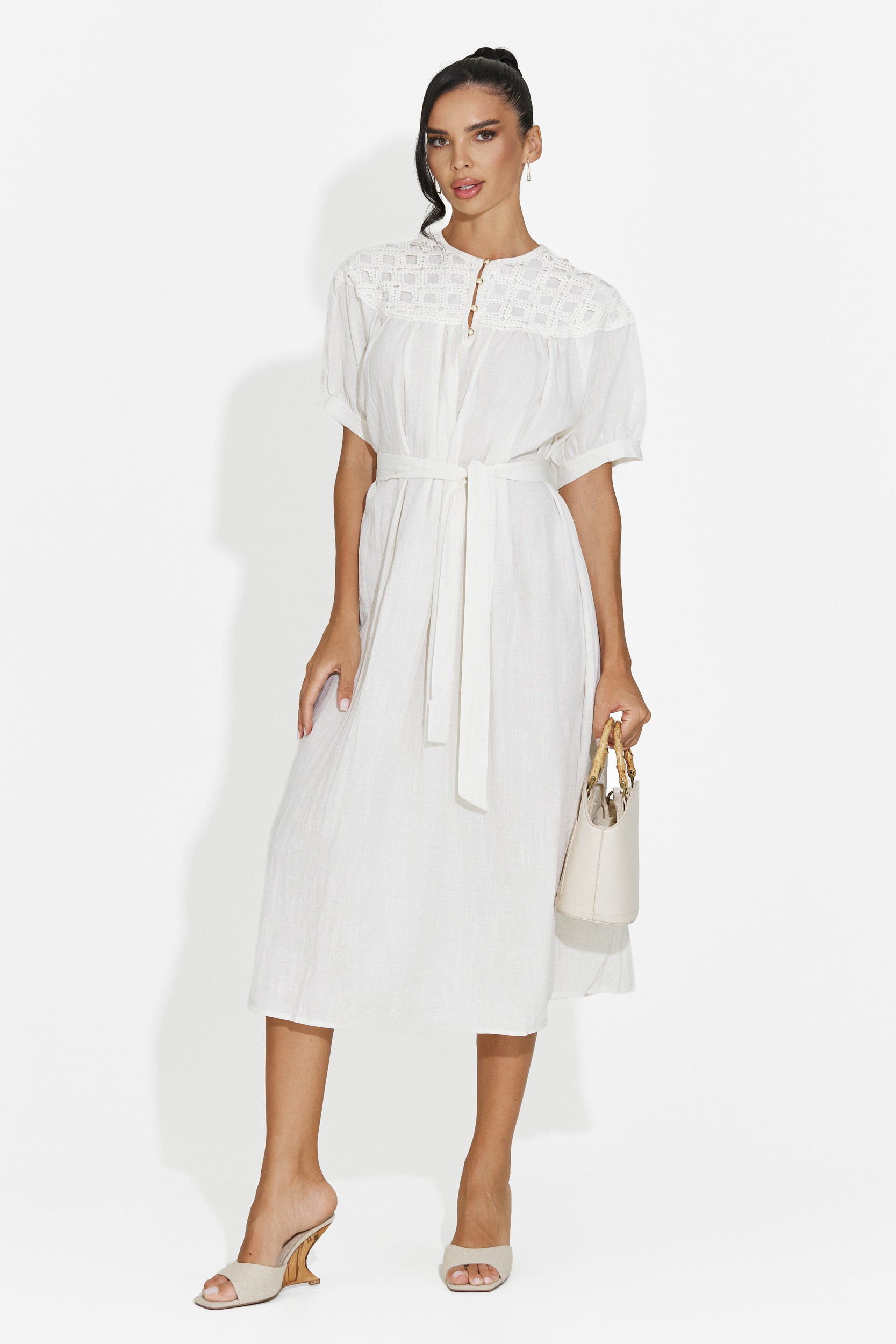 Rochie dama midi alba Olema Bogas