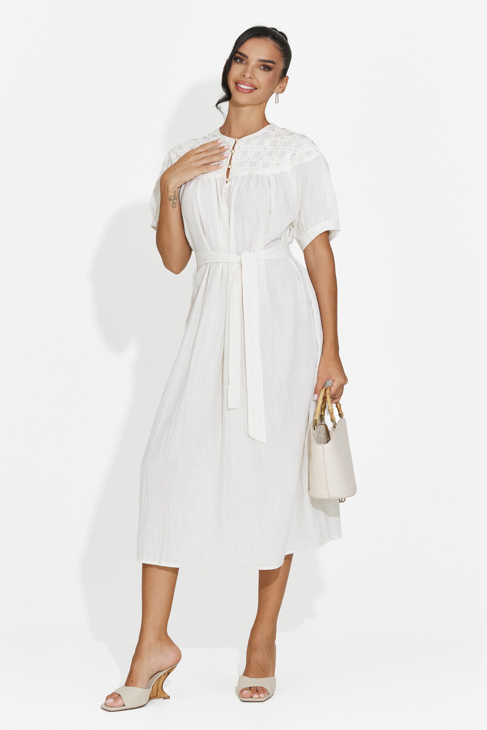 Rochie dama midi alba Olema Bogas