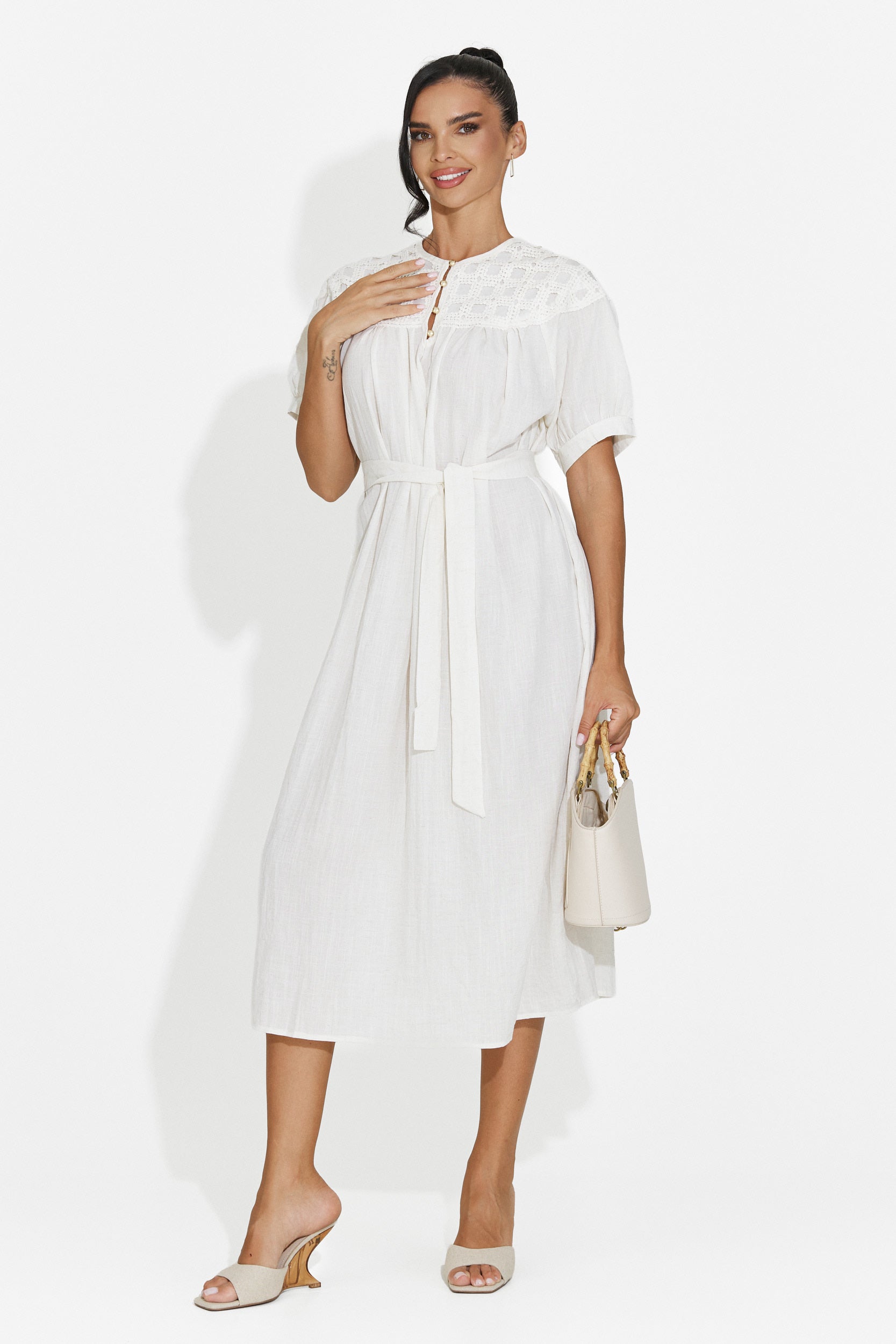 Rochie dama midi alba Olema Bogas